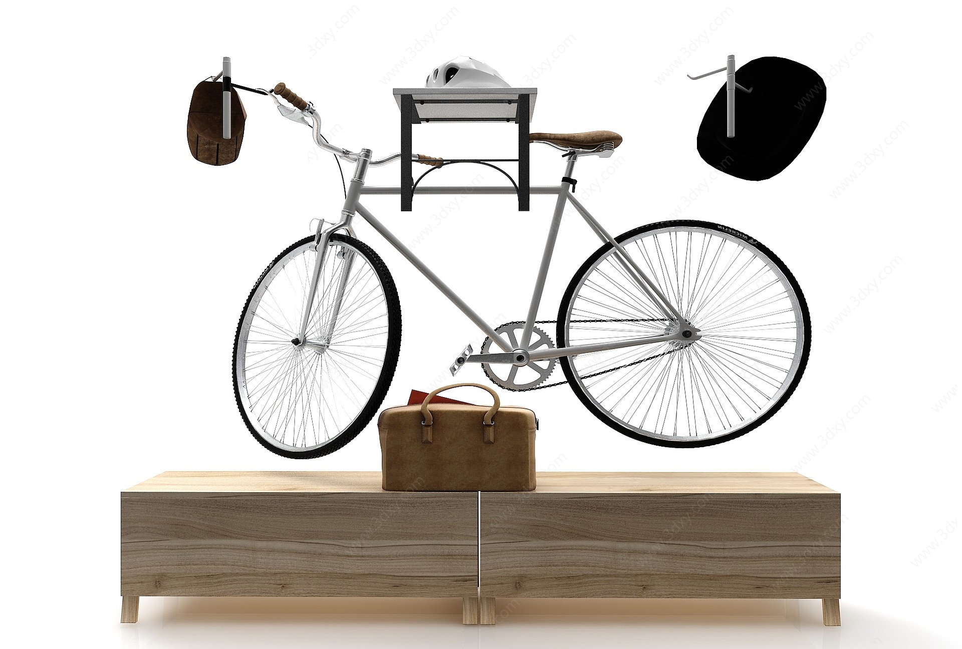 现代风格自行车摆件3D模型
