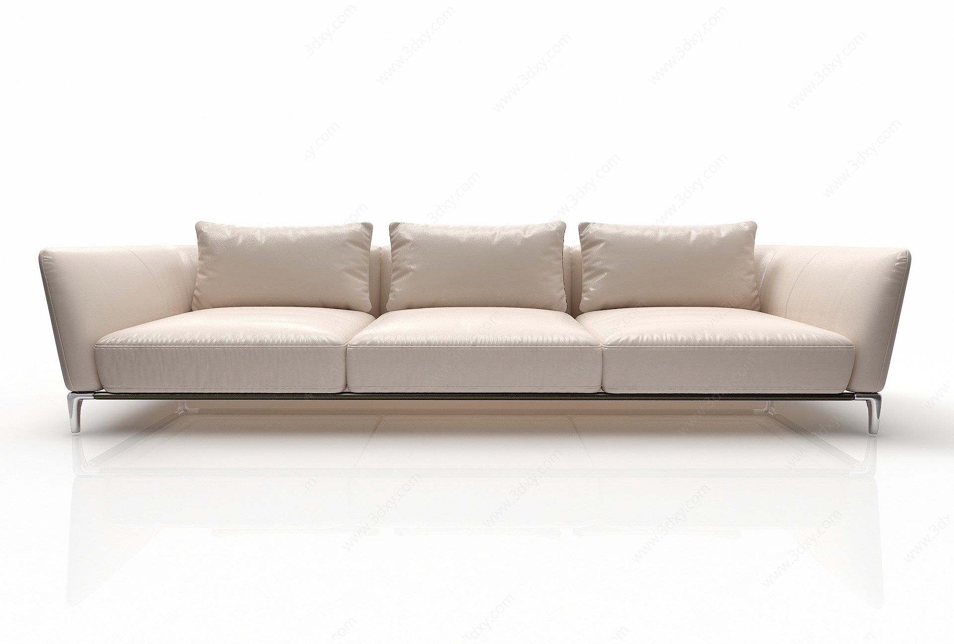 现代风格三人布艺沙发3D模型