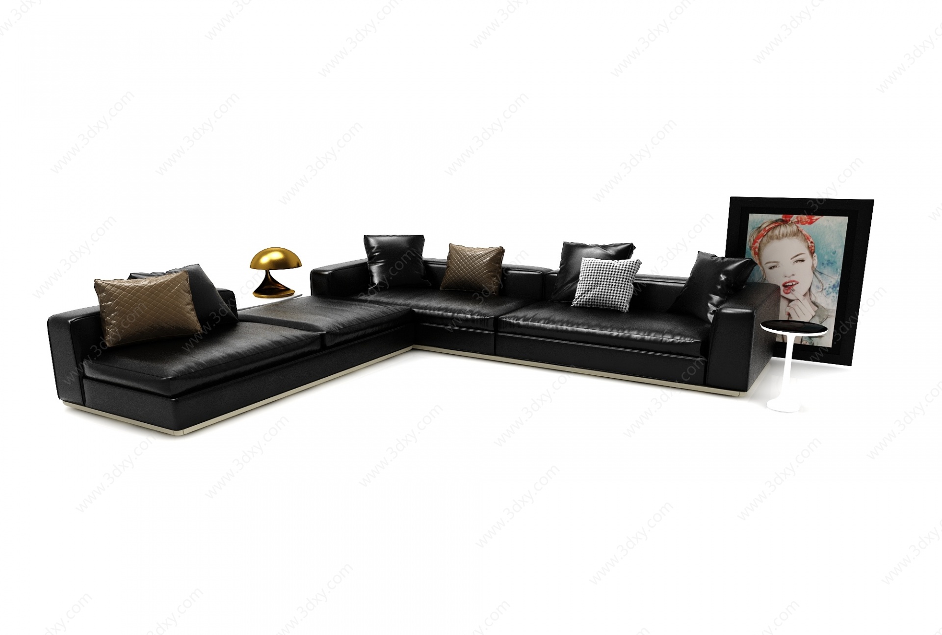 现代风格皮革转角沙发3D模型