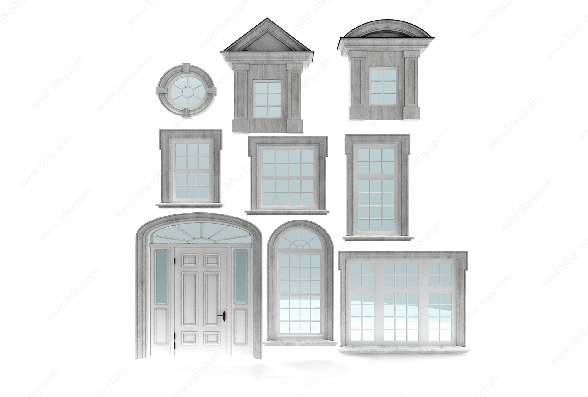 现代风格建筑门窗3D模型
