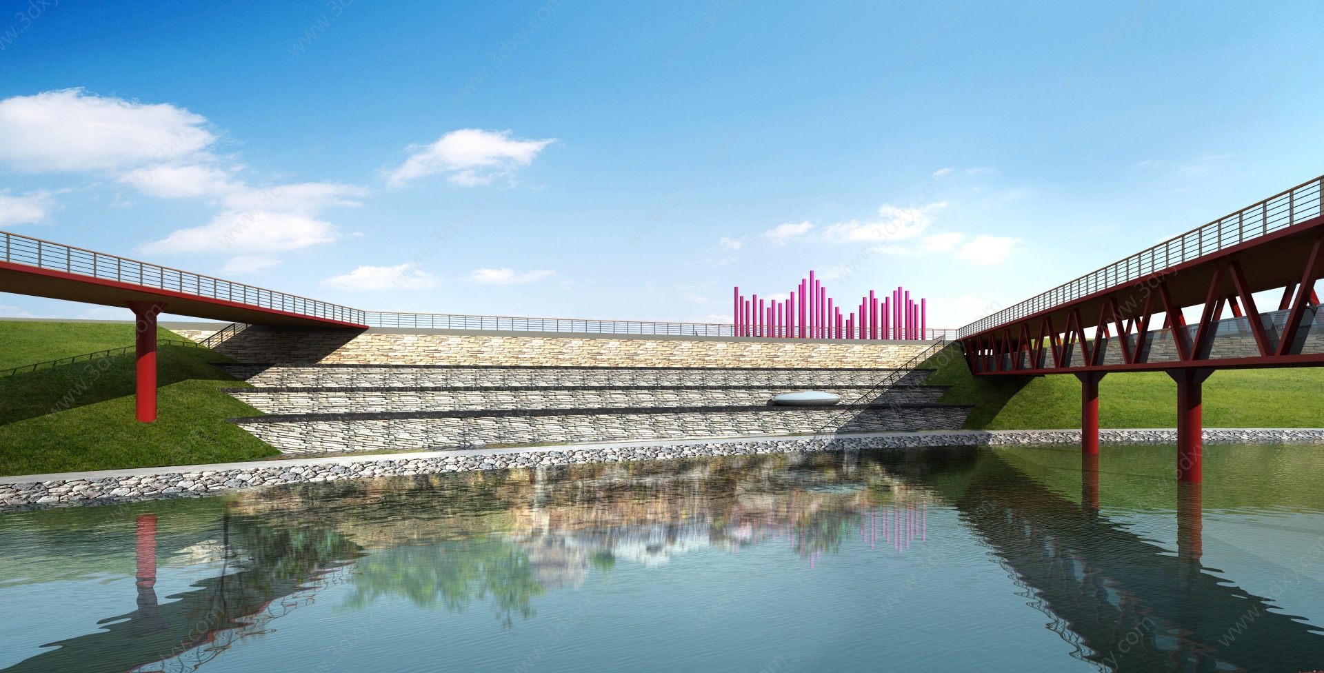 现代钢架桥3D模型