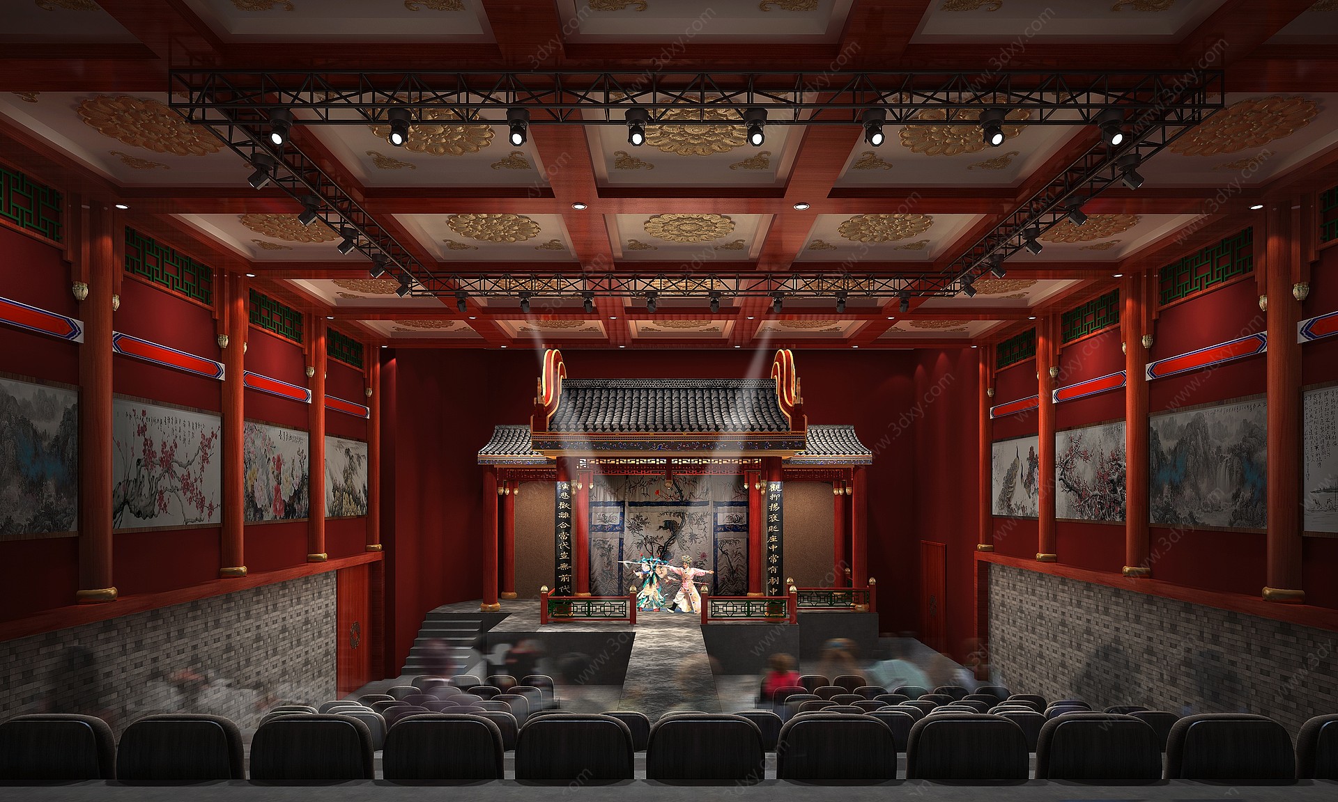 中式剧院大看台3D模型