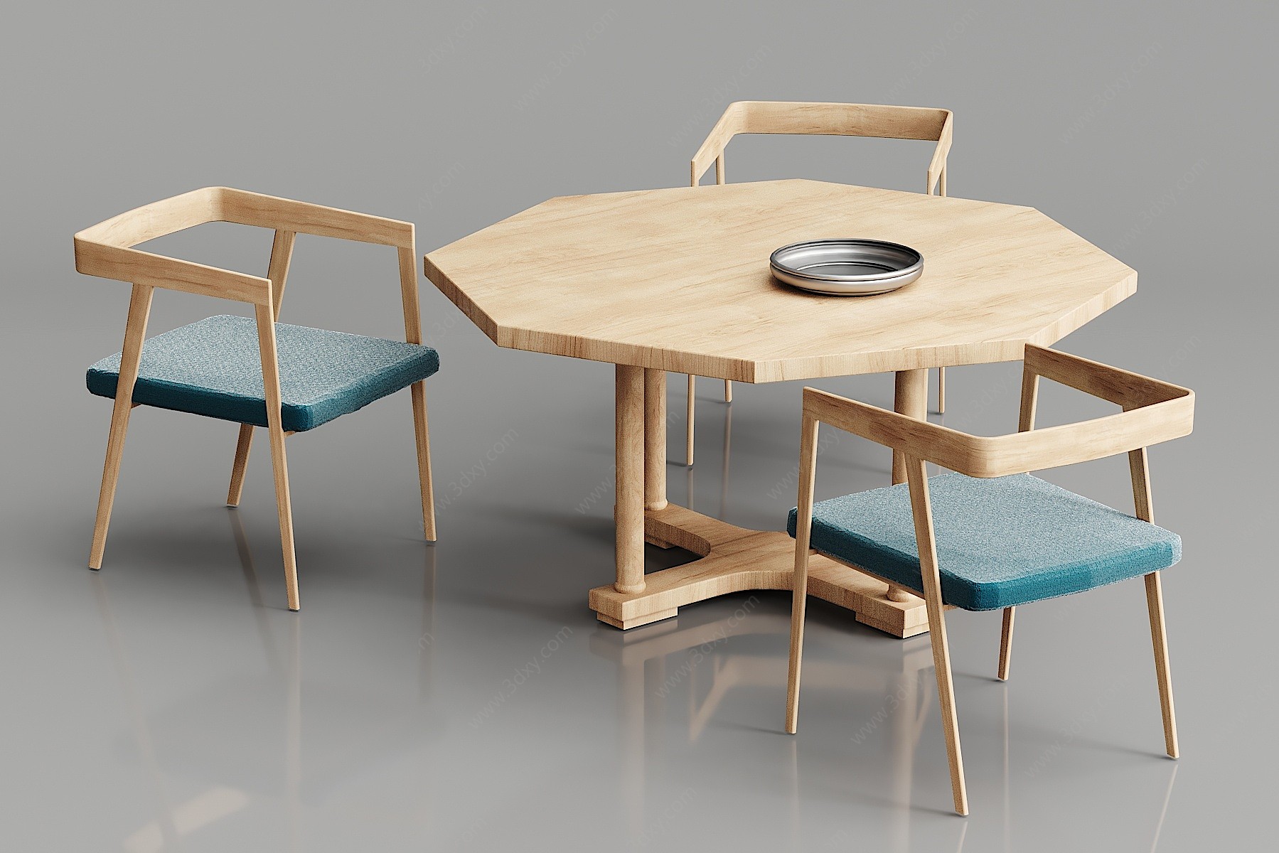 现代实木休闲桌3D模型