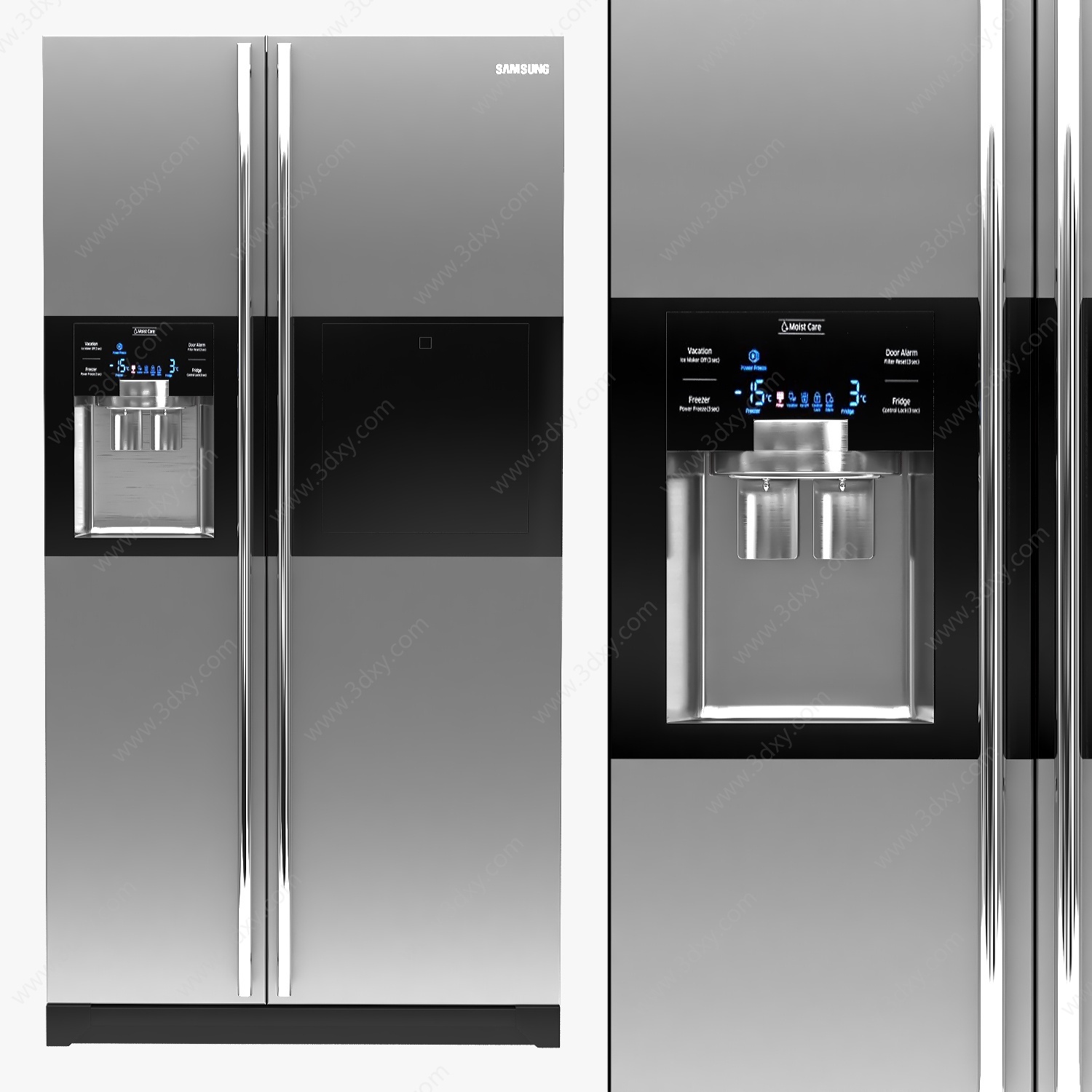 现代家用电器双开门冰箱3D模型