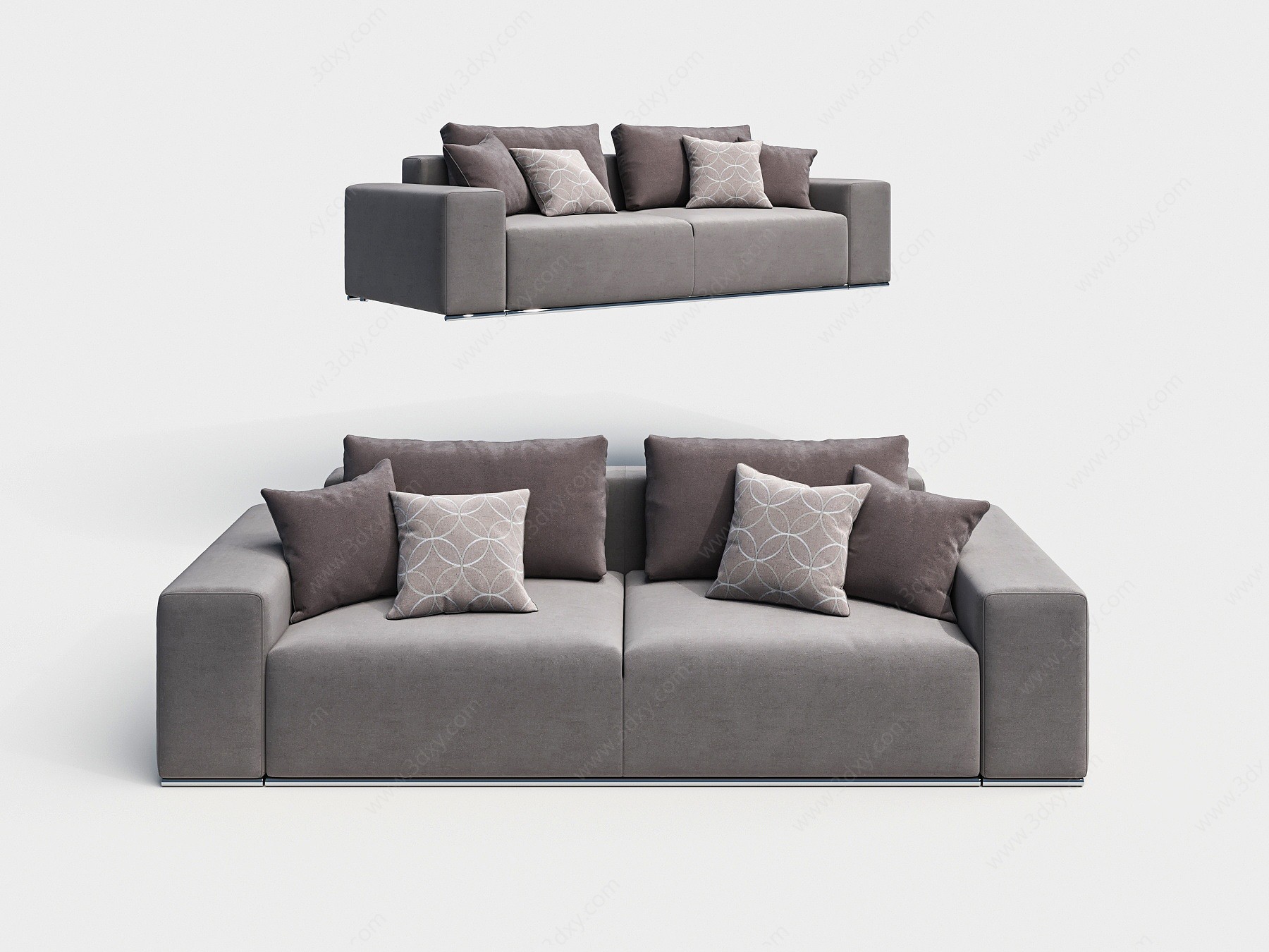 现代灰色双人沙发3D模型