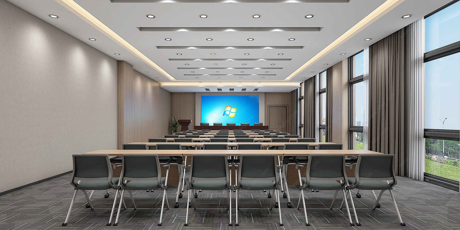 现代大型会议室报告厅3D模型