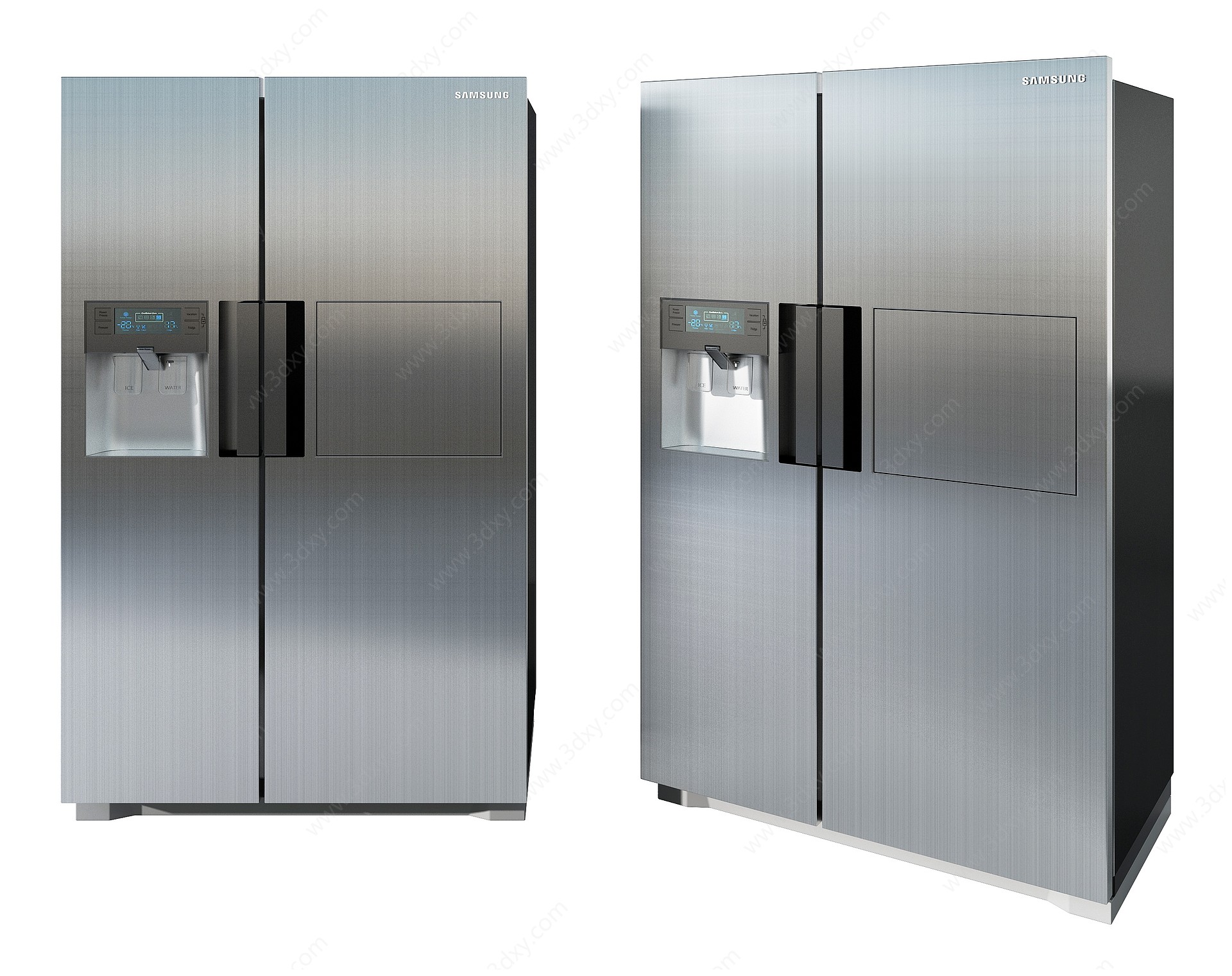 现代双门智能冰箱冰柜3D模型