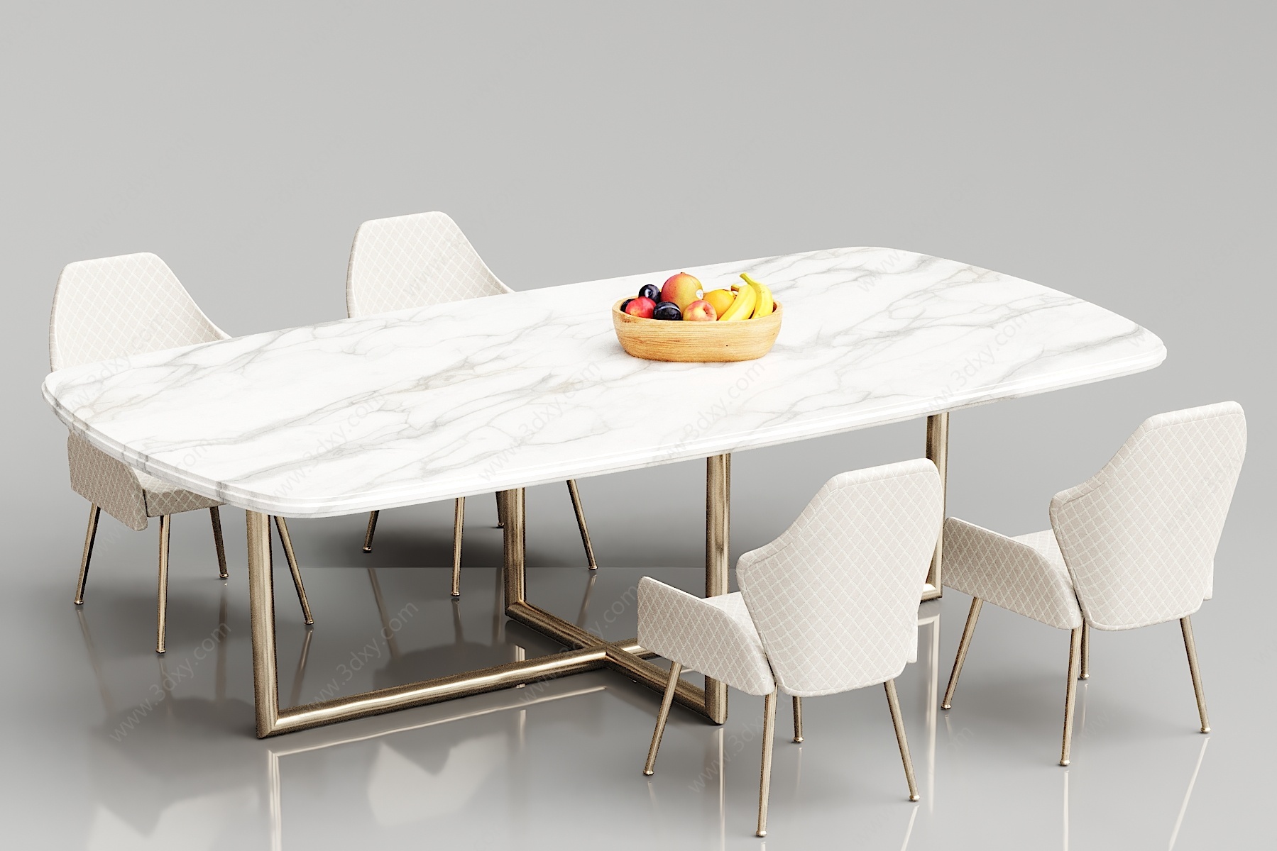 简欧欧式大理石餐桌3D模型