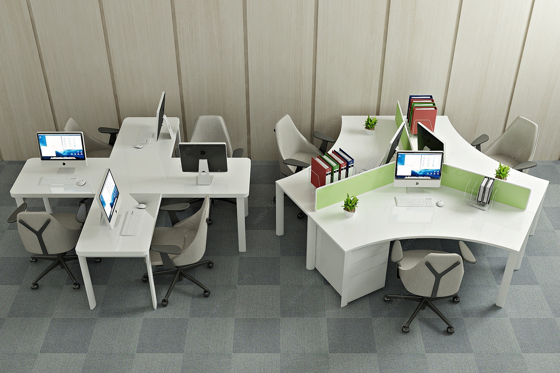 现代办公桌椅员工桌3D模型
