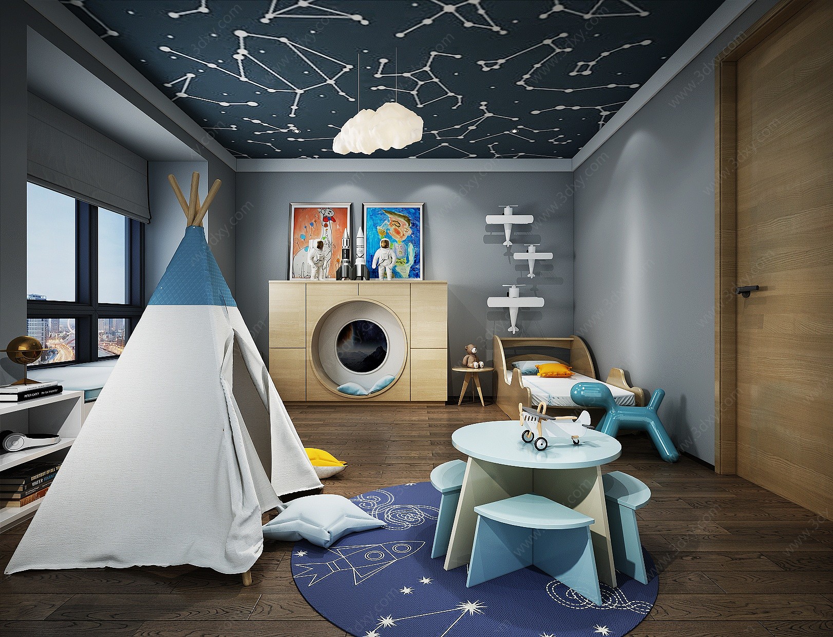 北欧儿童房卧室3D模型