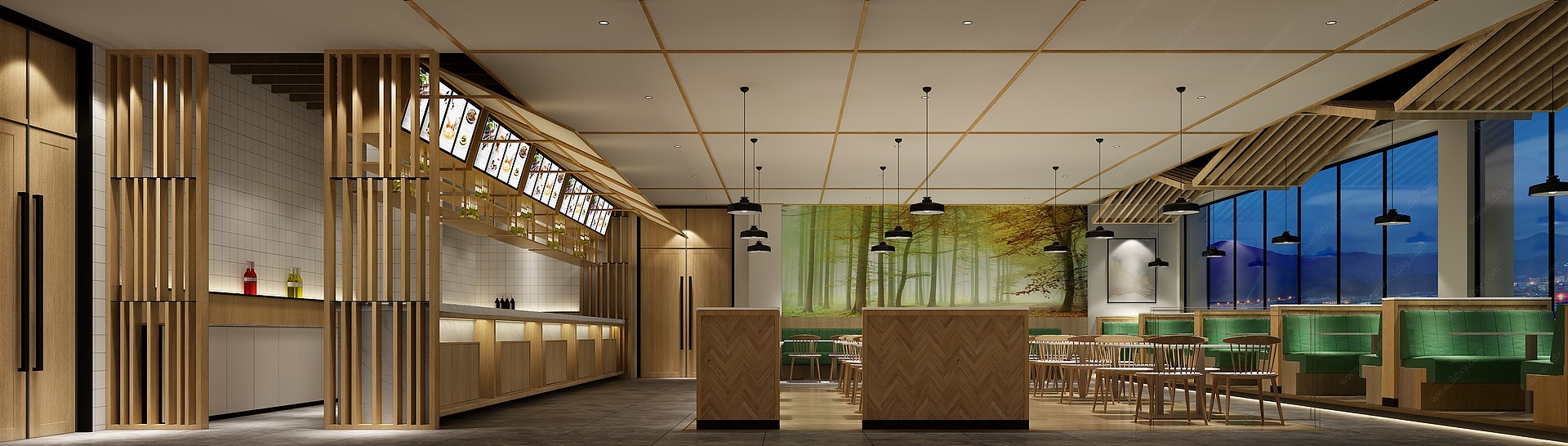中式实木餐厅3D模型
