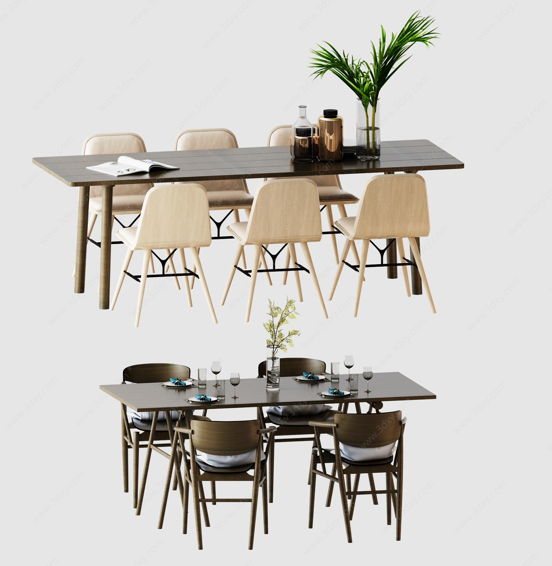 北欧简约餐桌椅3D模型