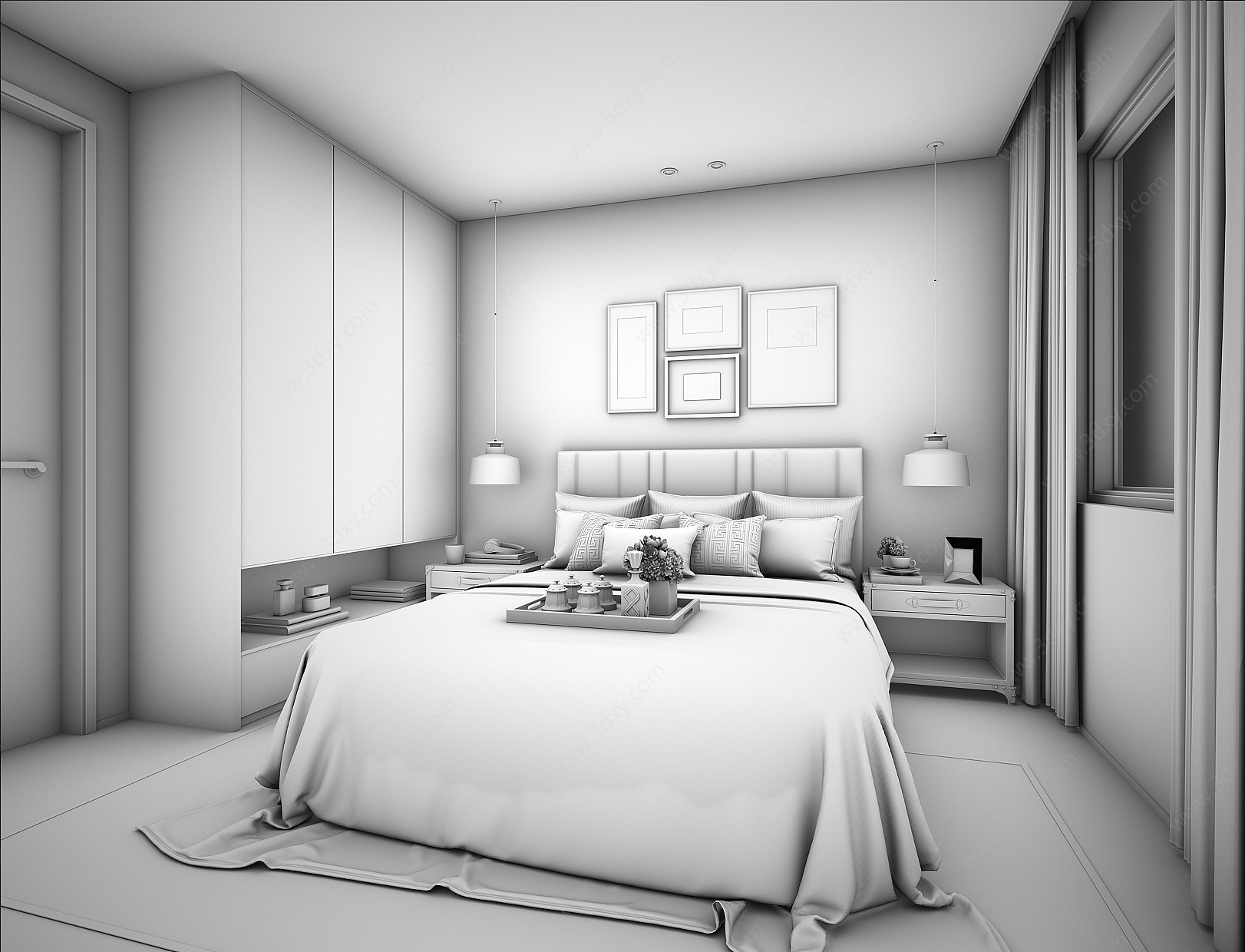 简欧现代卧室3D模型