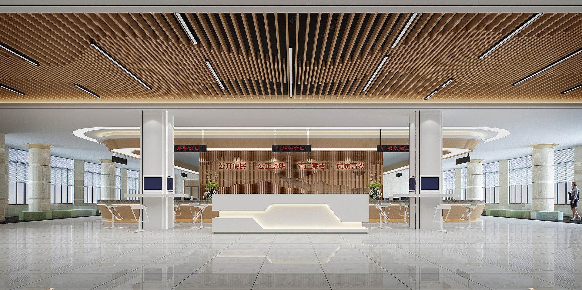 现代行政服务中心大厅3D模型