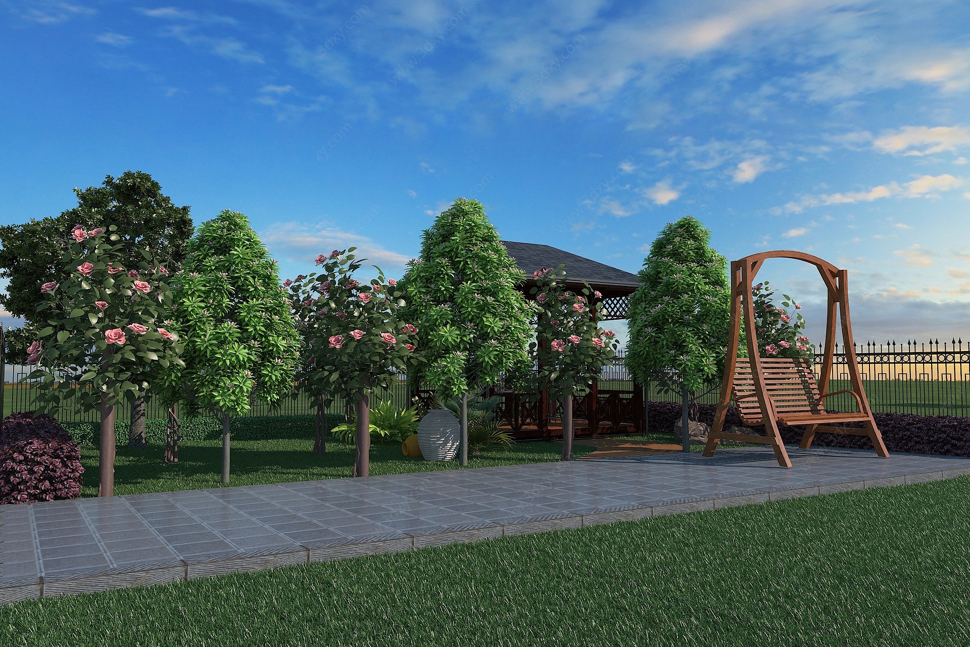中式庭院植物茶花树3D模型