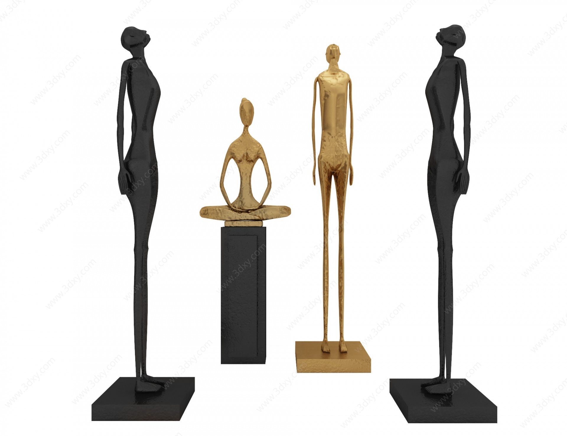 现代人物雕塑装饰品摆件3D模型