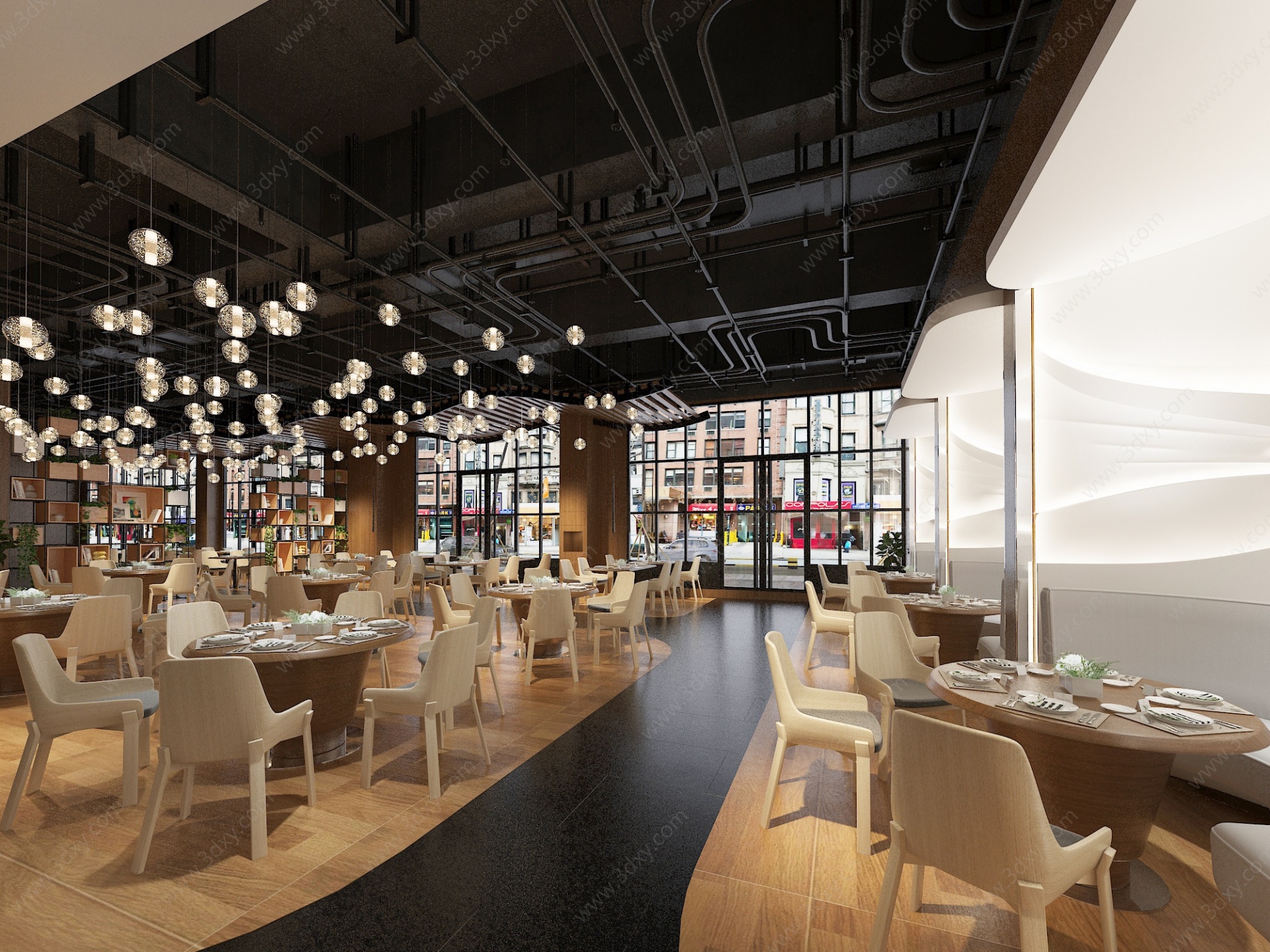 现代临街餐饮空间3D模型