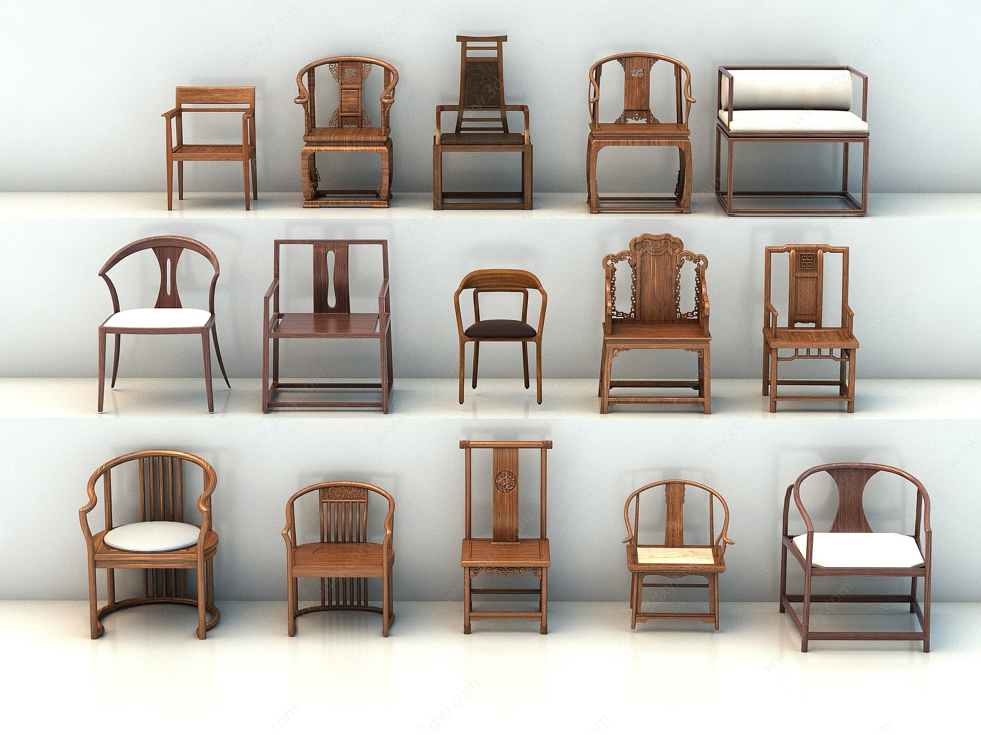 中式椅子太师椅扶手椅子3D模型