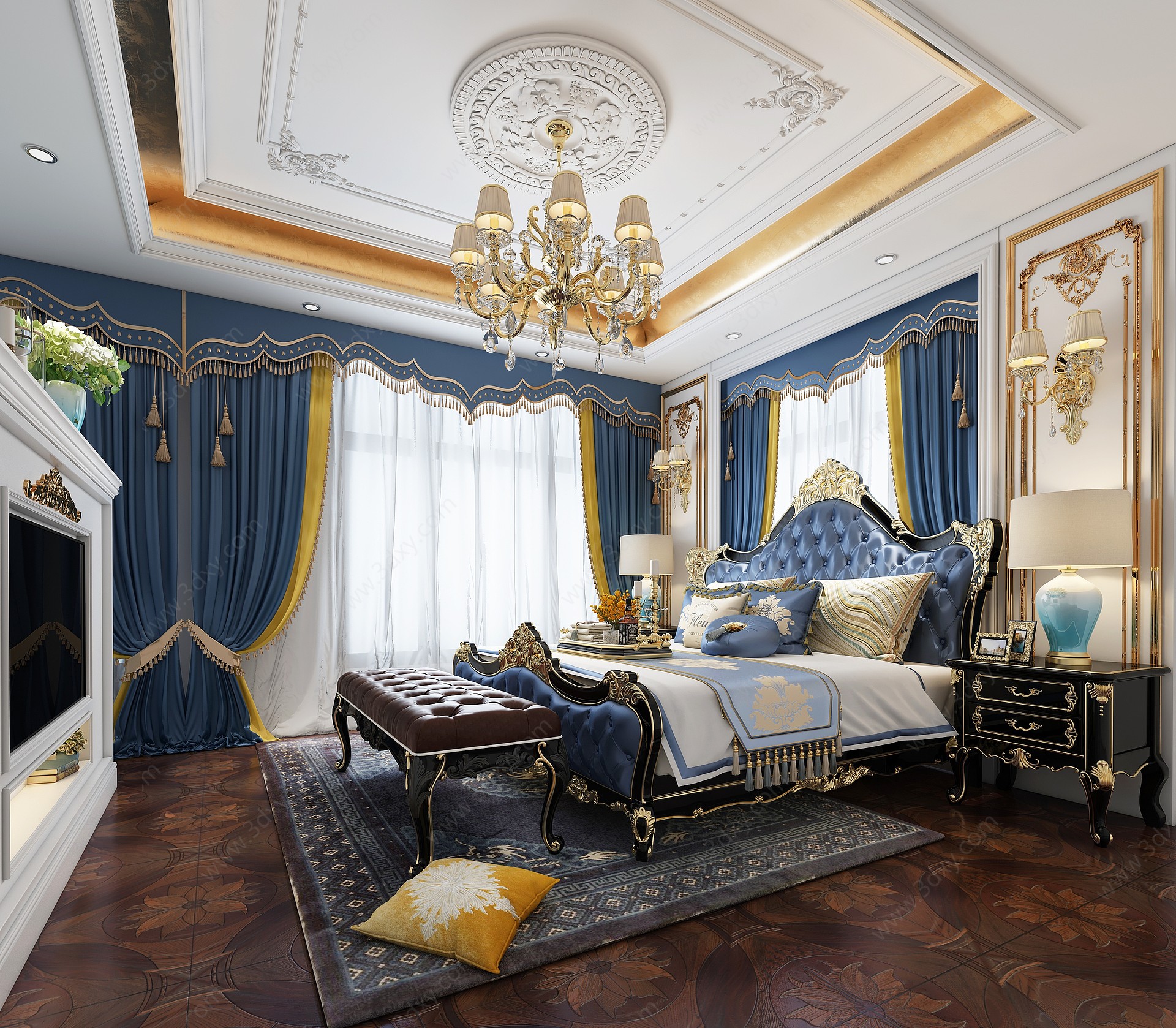 欧式古典男孩卧室3D模型