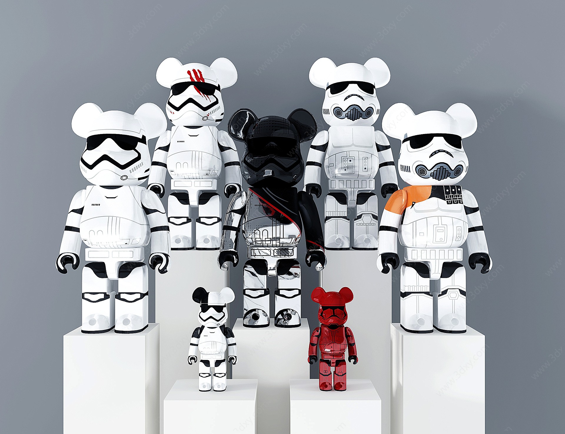 现代暴力熊玩偶雕塑3D模型