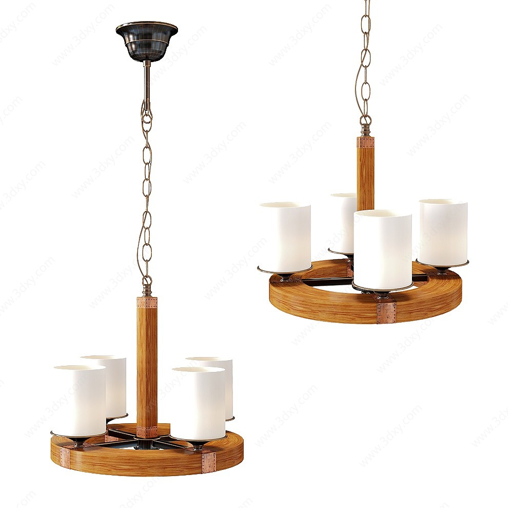 美式实木吊灯3D模型