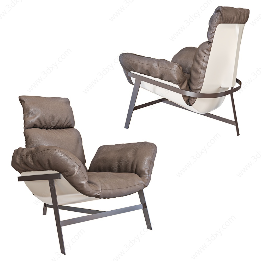 现代棕色休闲椅3D模型