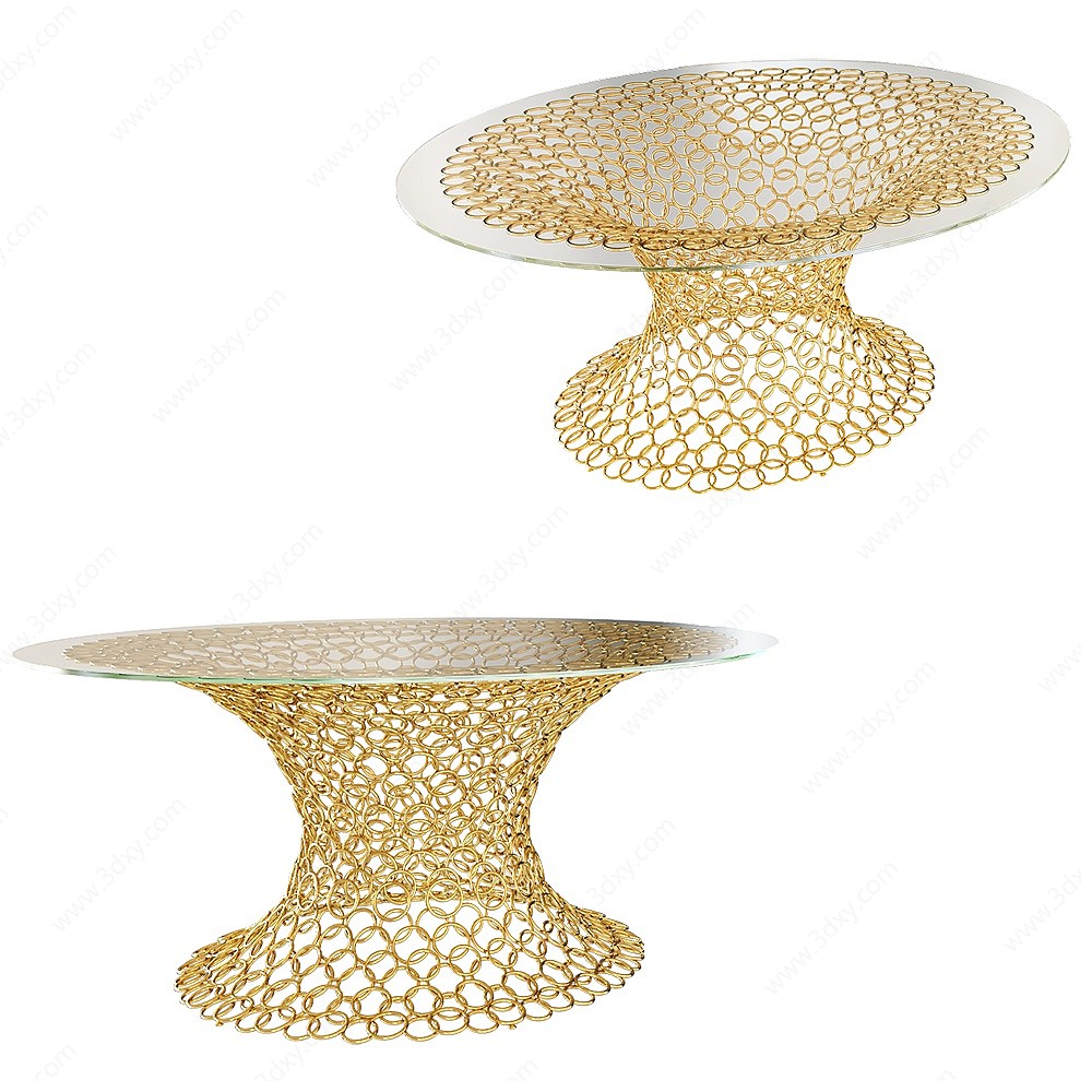 现代金属镂空餐桌3D模型