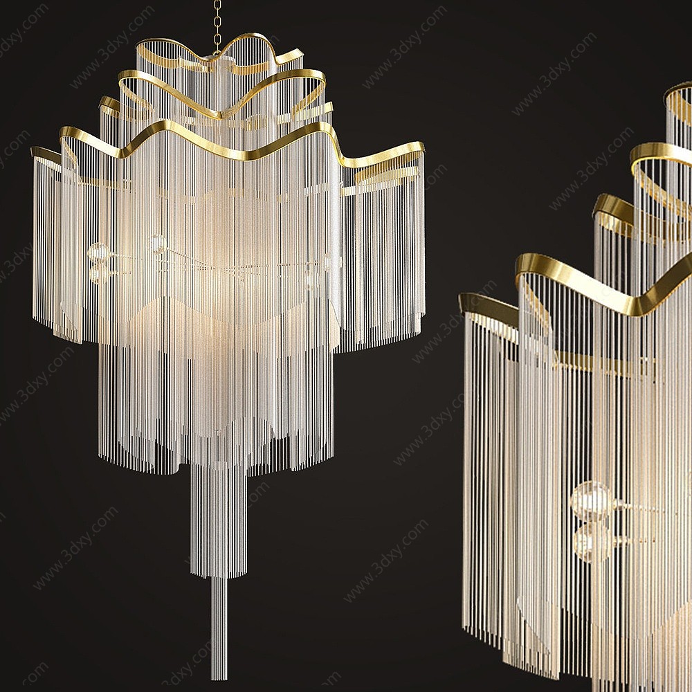 现代金属水晶灯吊灯3D模型