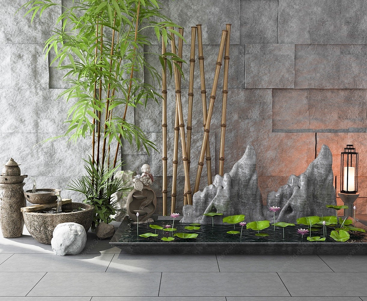 中式园艺小景3D模型
