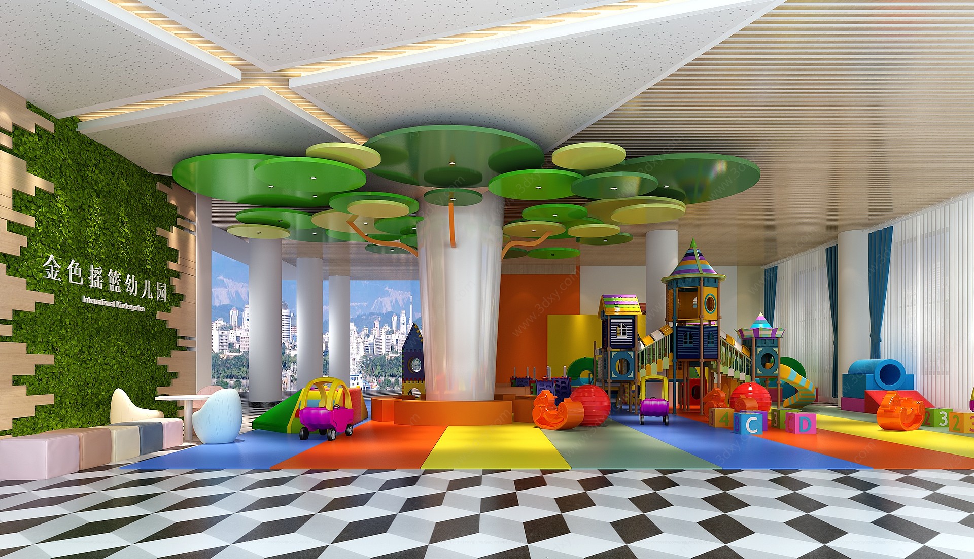幼儿园开放游乐场3D模型