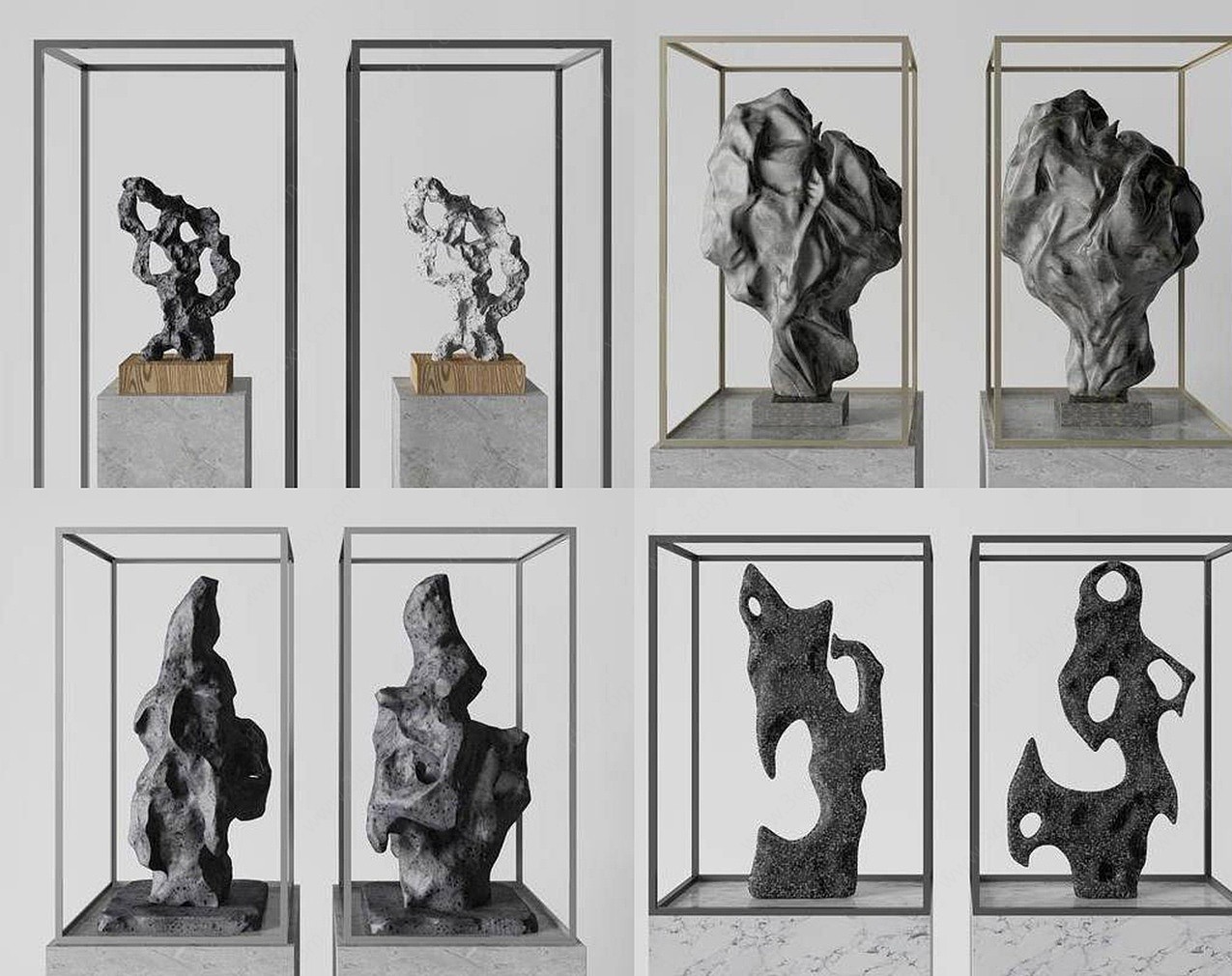 新中式雕塑饰品组合3D模型