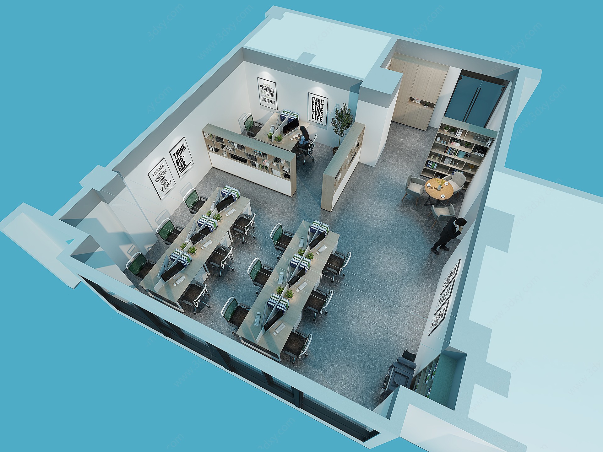 现代公共办公室3D模型
