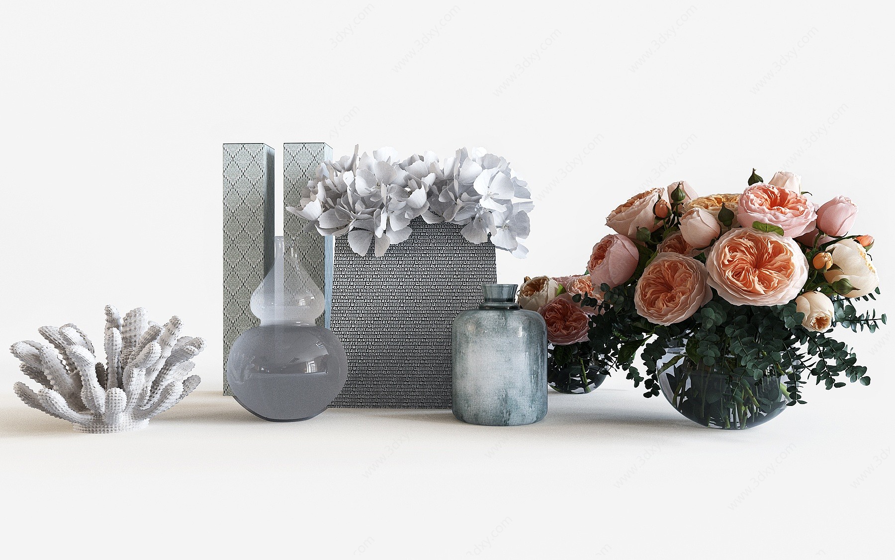 现代花瓶装饰品摆件组合3D模型