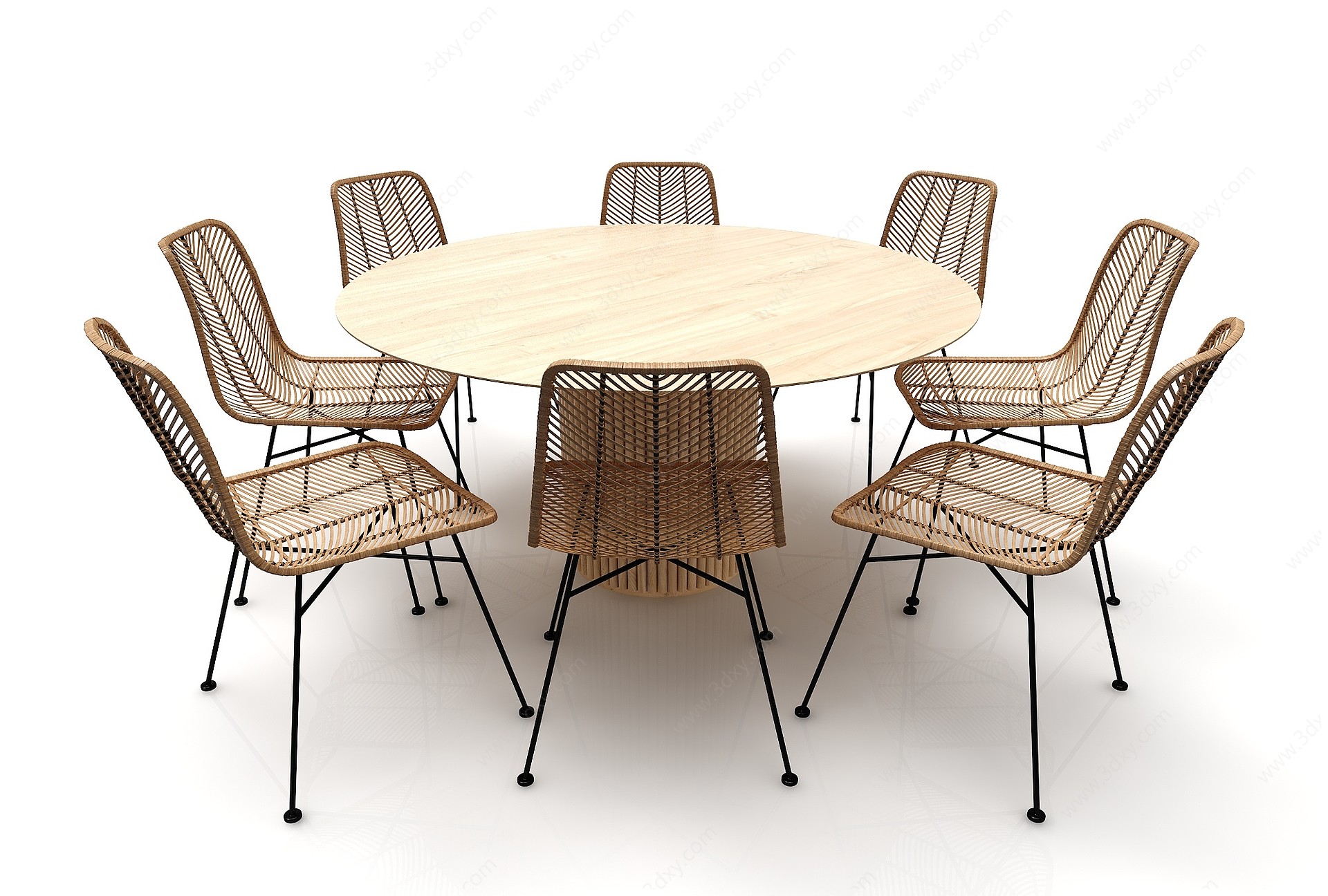 现代风格圆形餐桌3D模型
