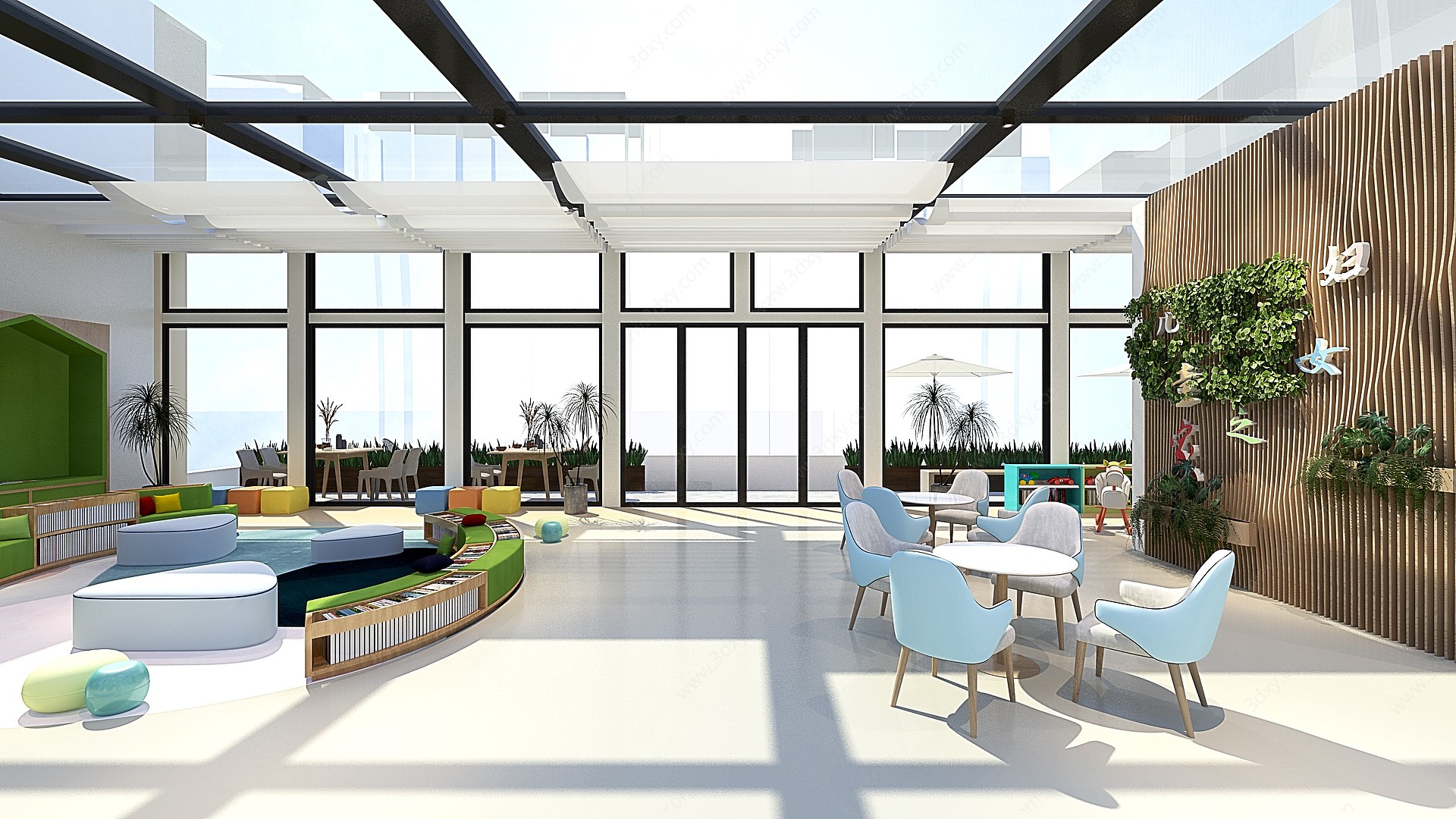 新中式休息室阳光房3D模型