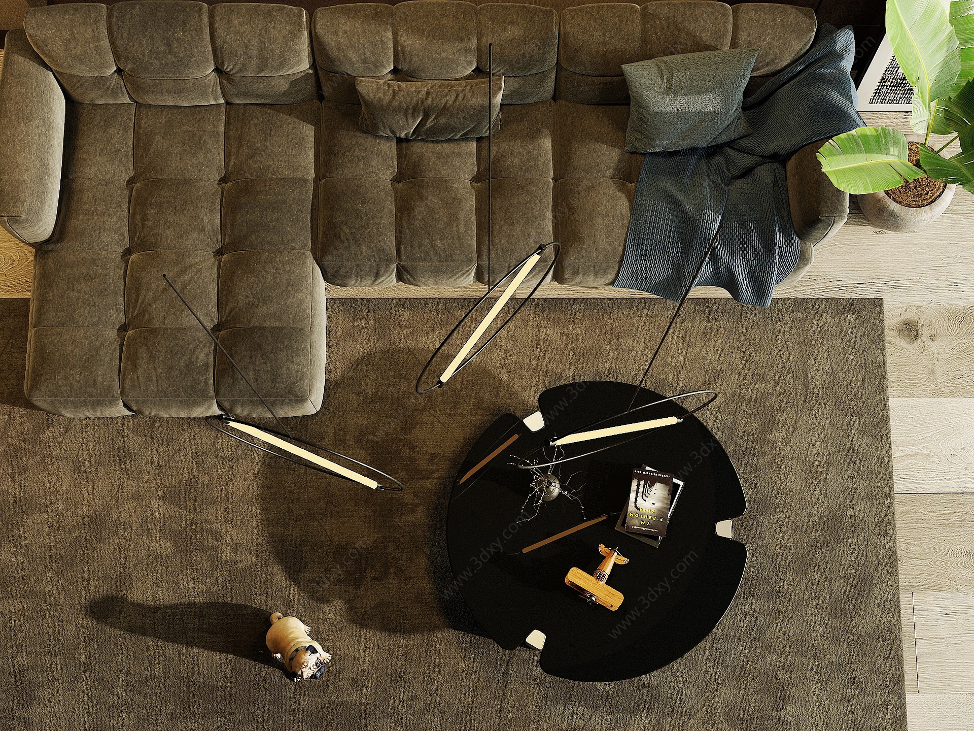 现代沙发茶几饰品摆件3D模型
