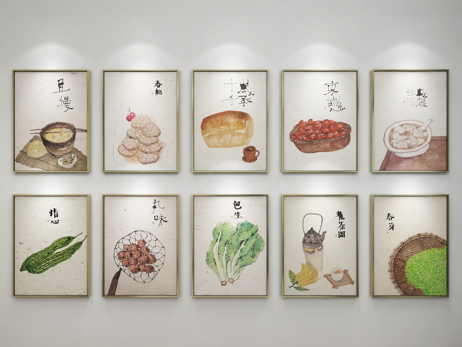 新中式餐厅装饰挂画3D模型