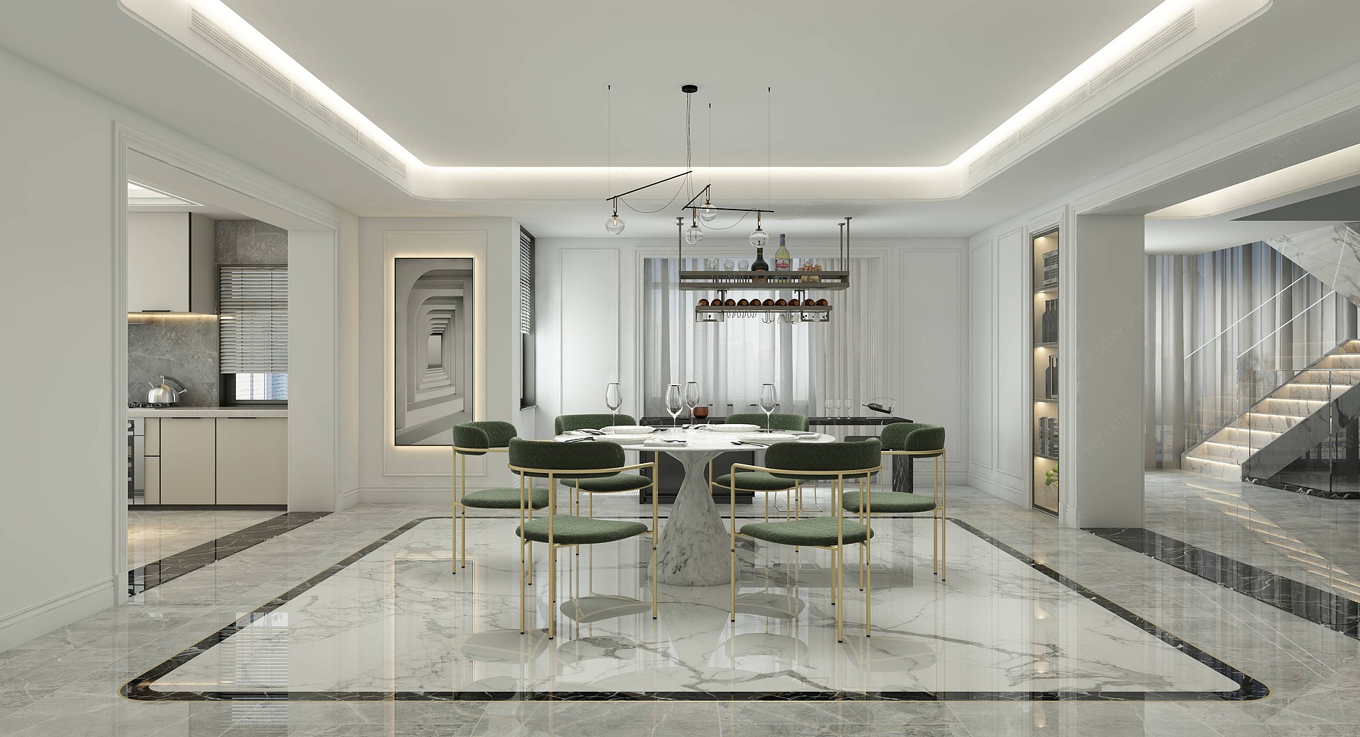 欧式家居餐厅3D模型