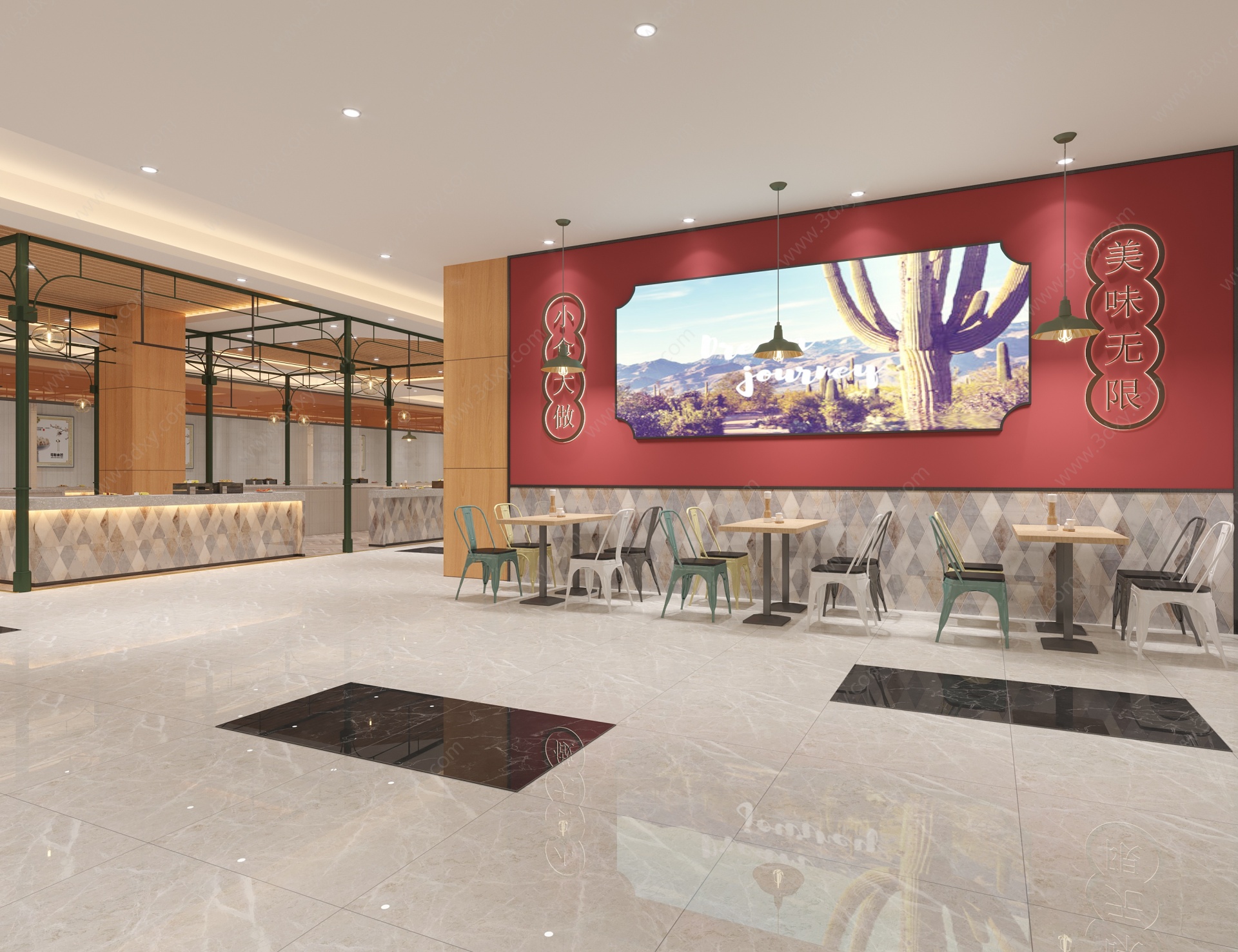 现代快餐厅餐饮空间3D模型