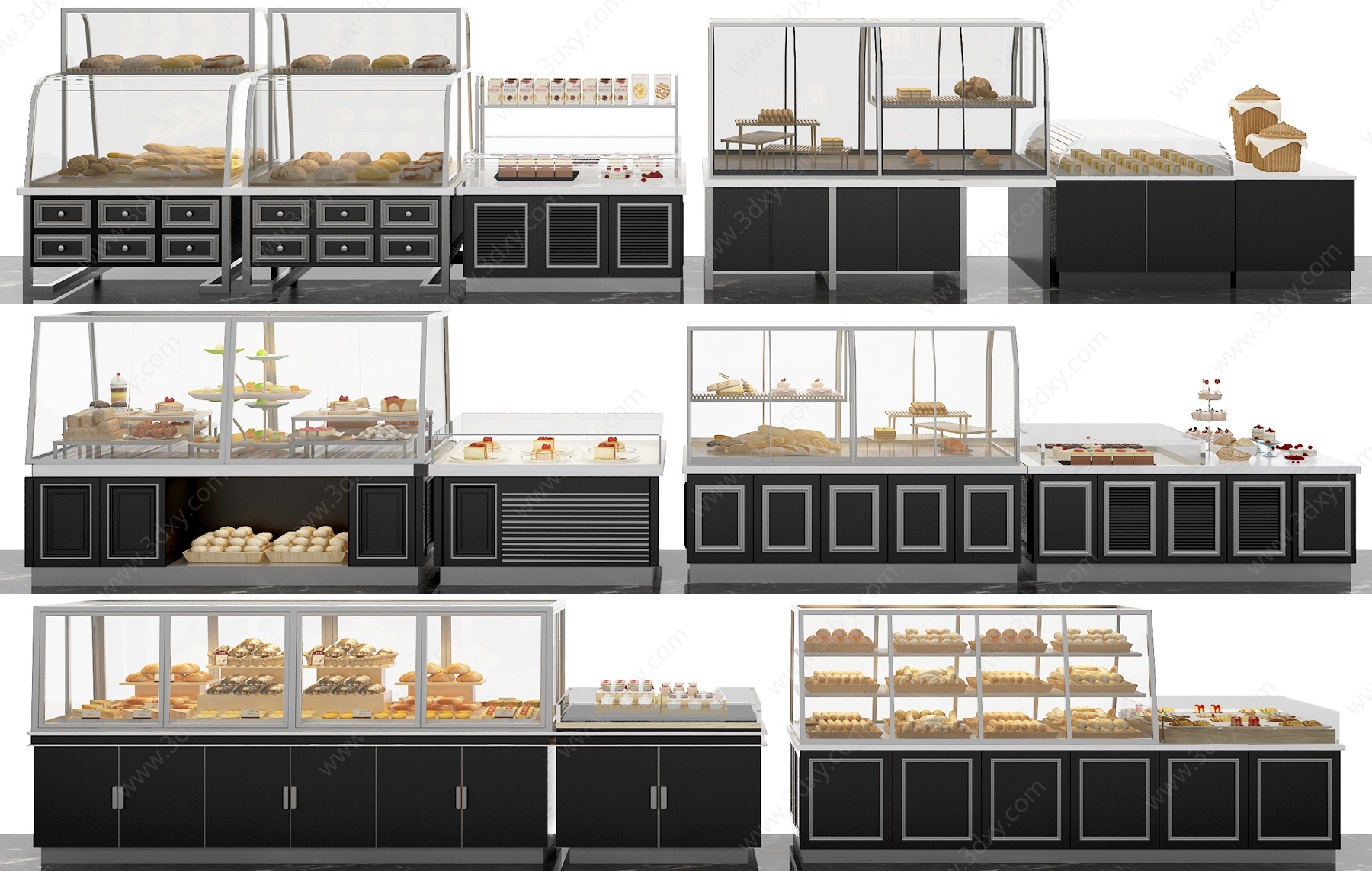现代蛋糕面包展柜货柜3D模型