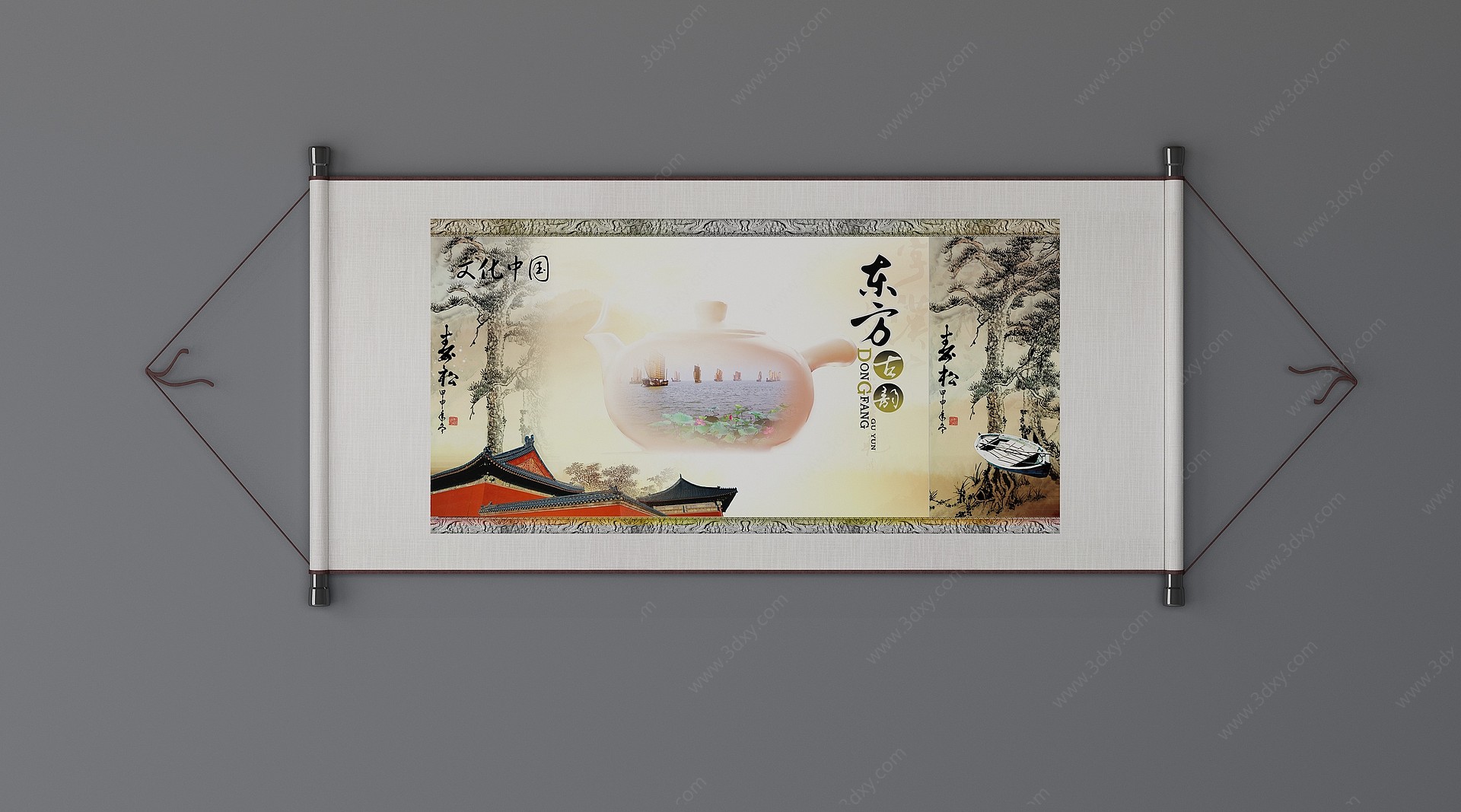 新中式中式茶室墙饰装饰画3D模型