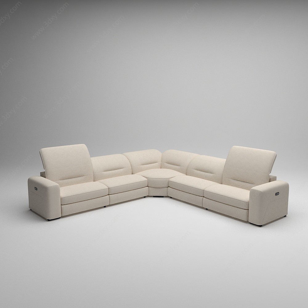 现代多人组合客厅沙发3D模型