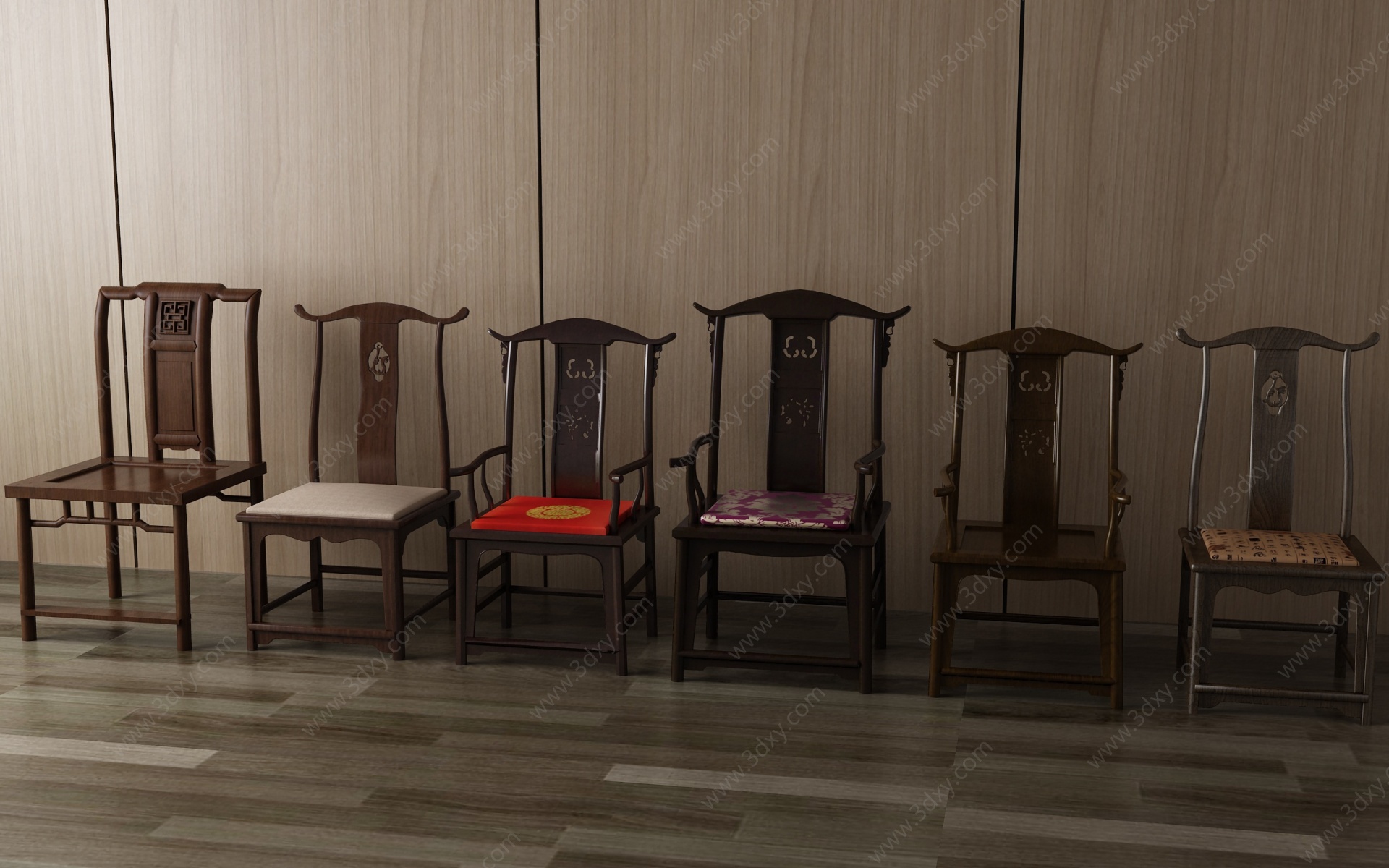 中式太师椅单椅休闲椅3D模型