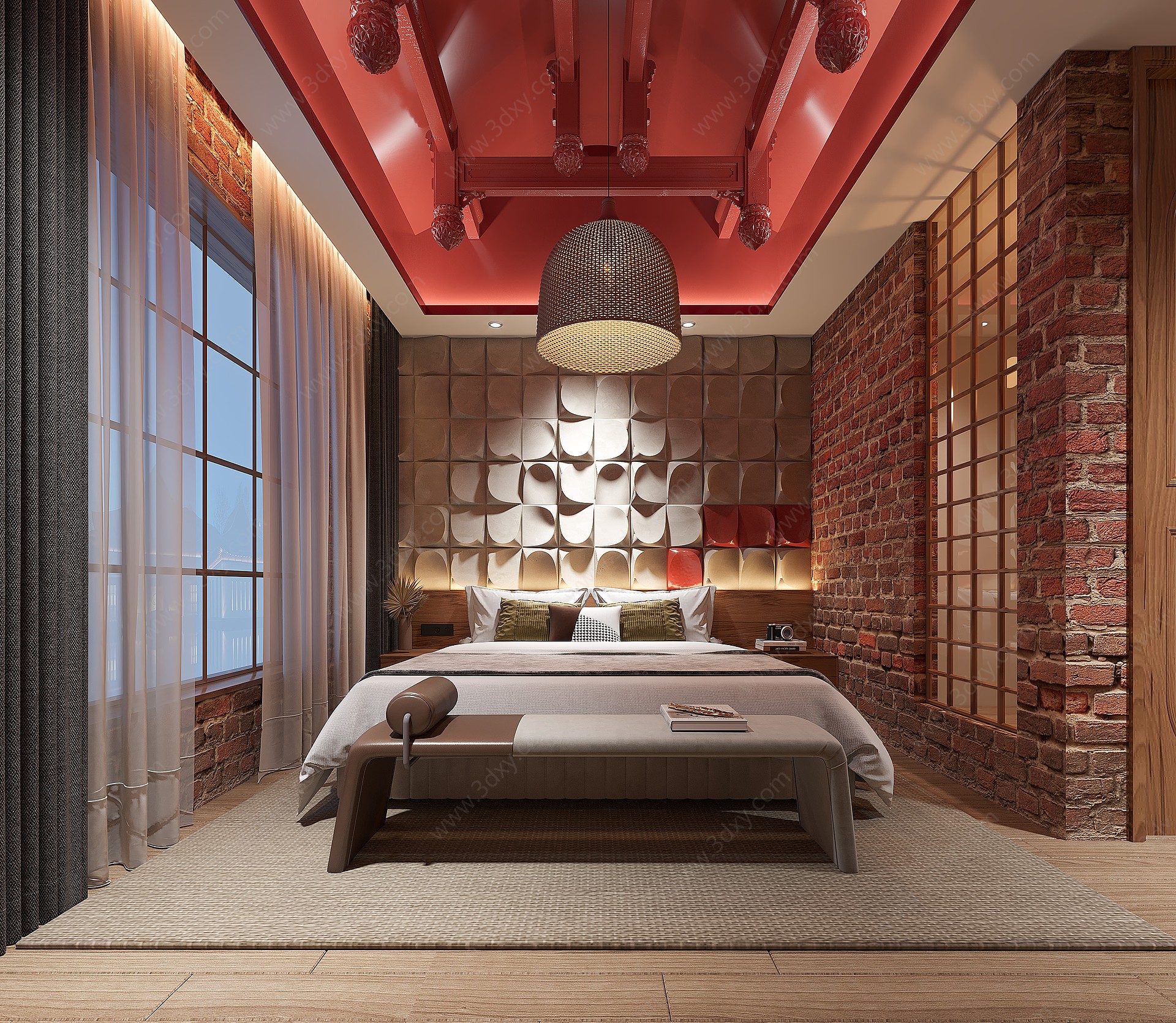 中式家居卧室3D模型