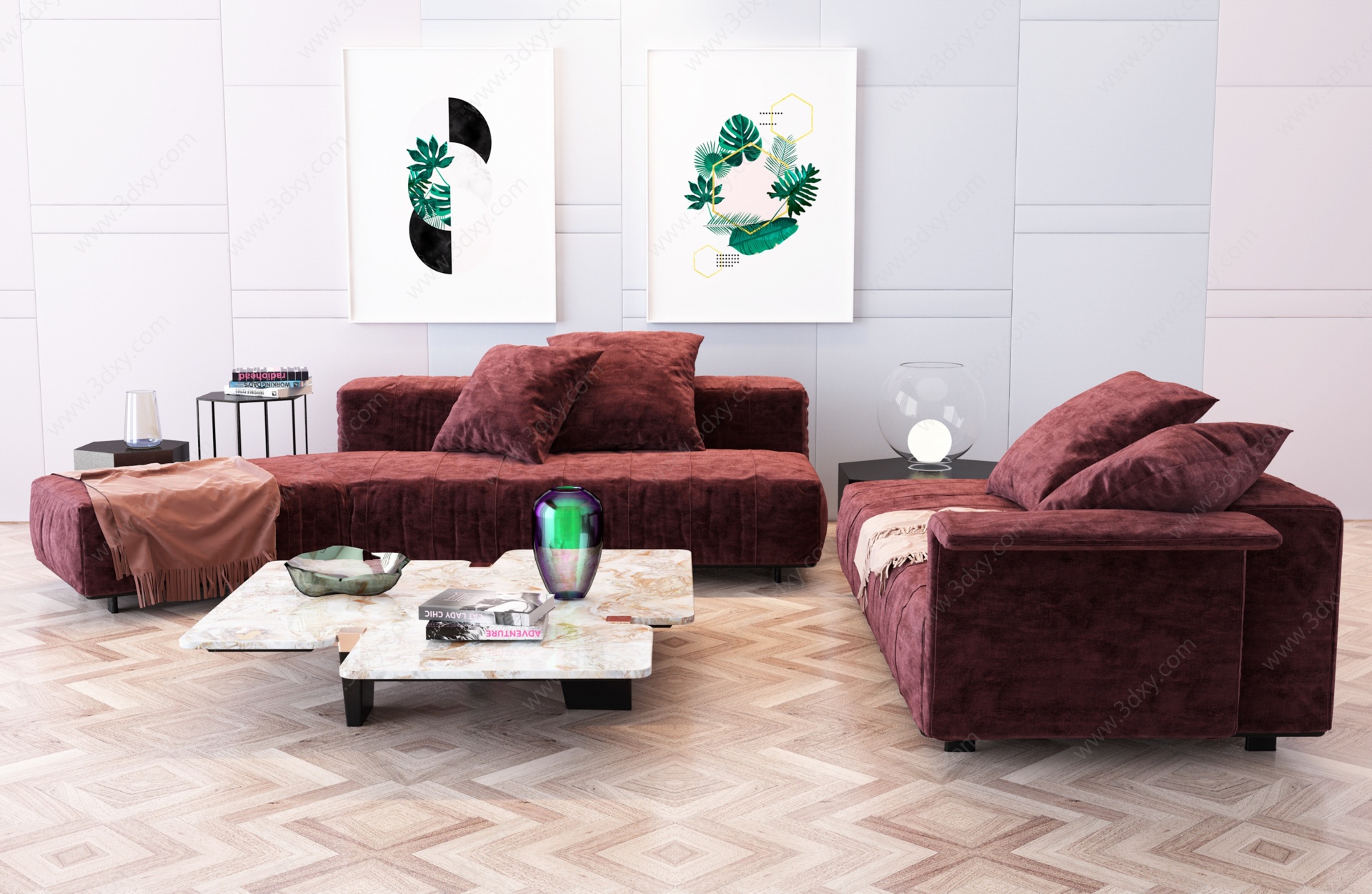 现代风格布艺沙发沙发3D模型