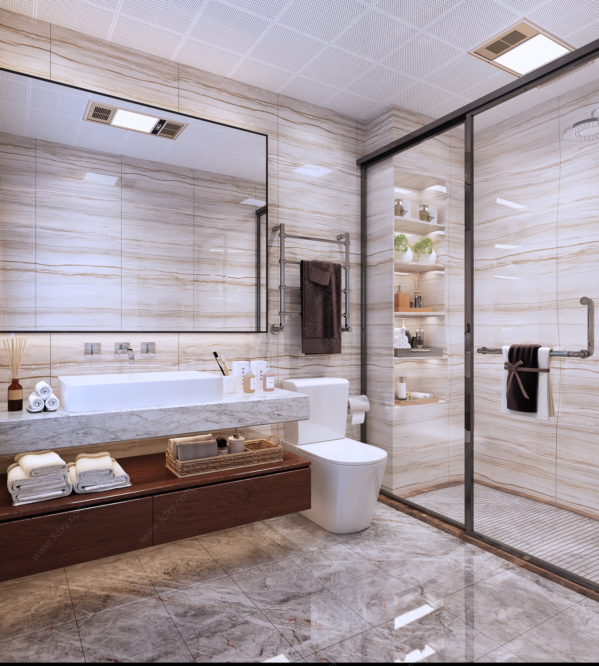 现代卫生间浴室淋浴房3D模型