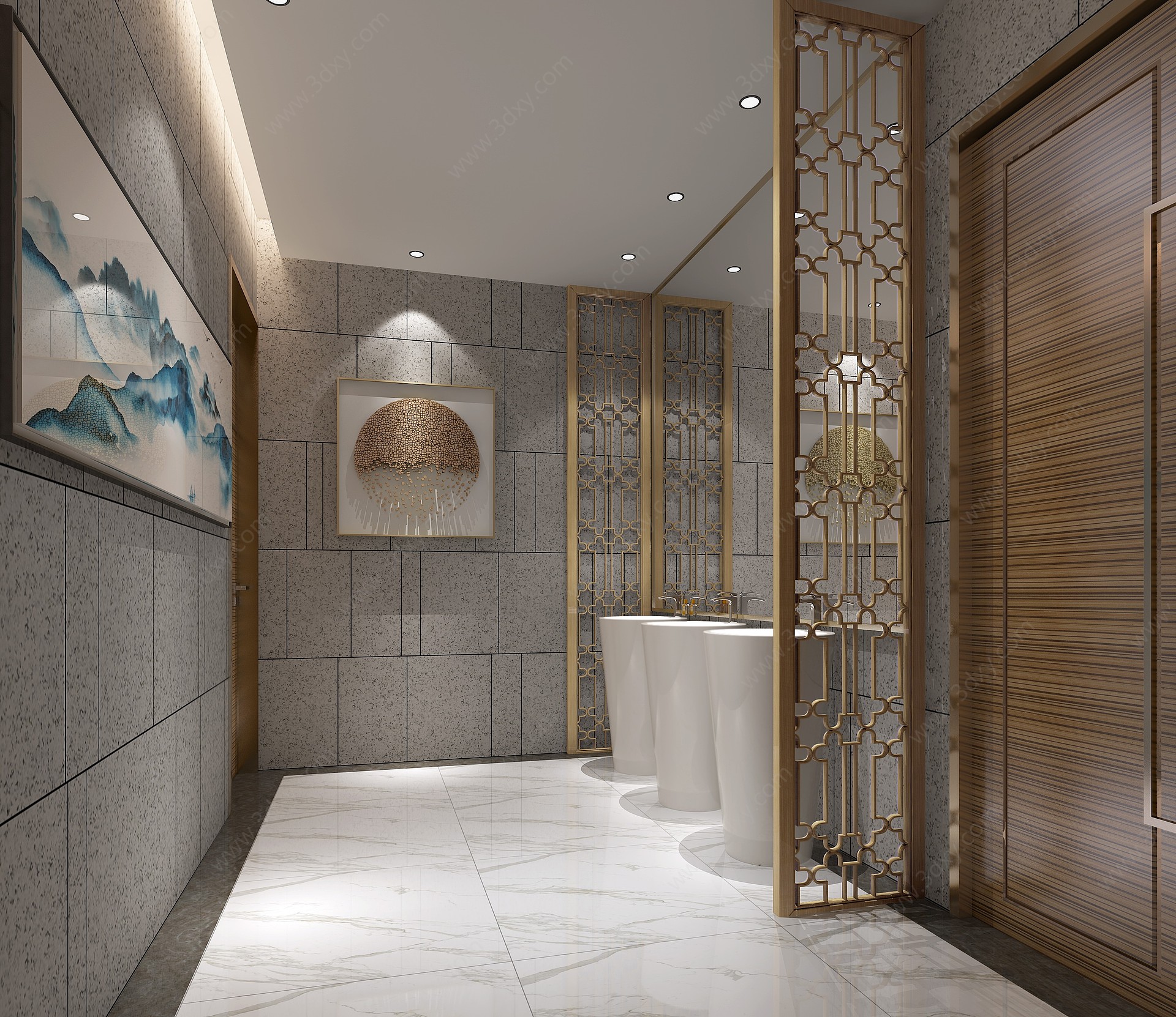 新中式会所酒店卫生间3D模型