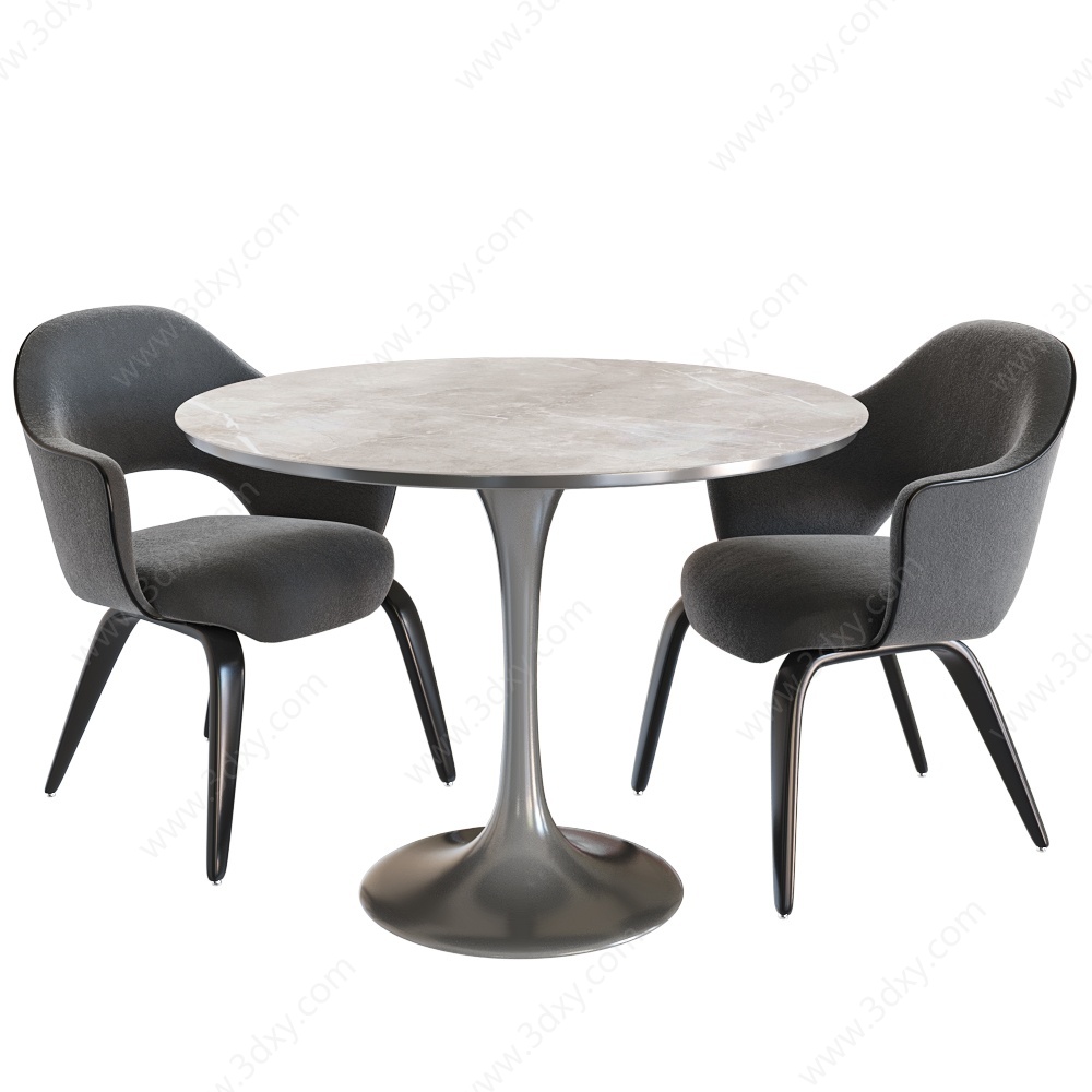 现代布艺餐桌椅3D模型