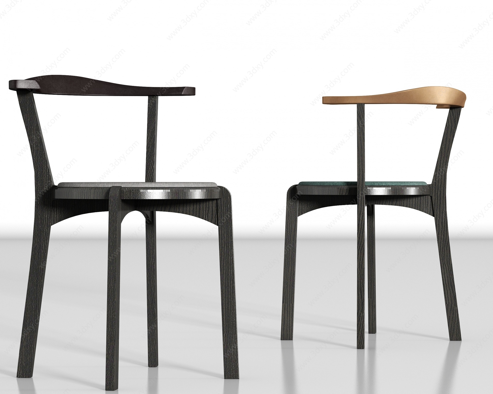新中式实木简约单椅组合3D模型