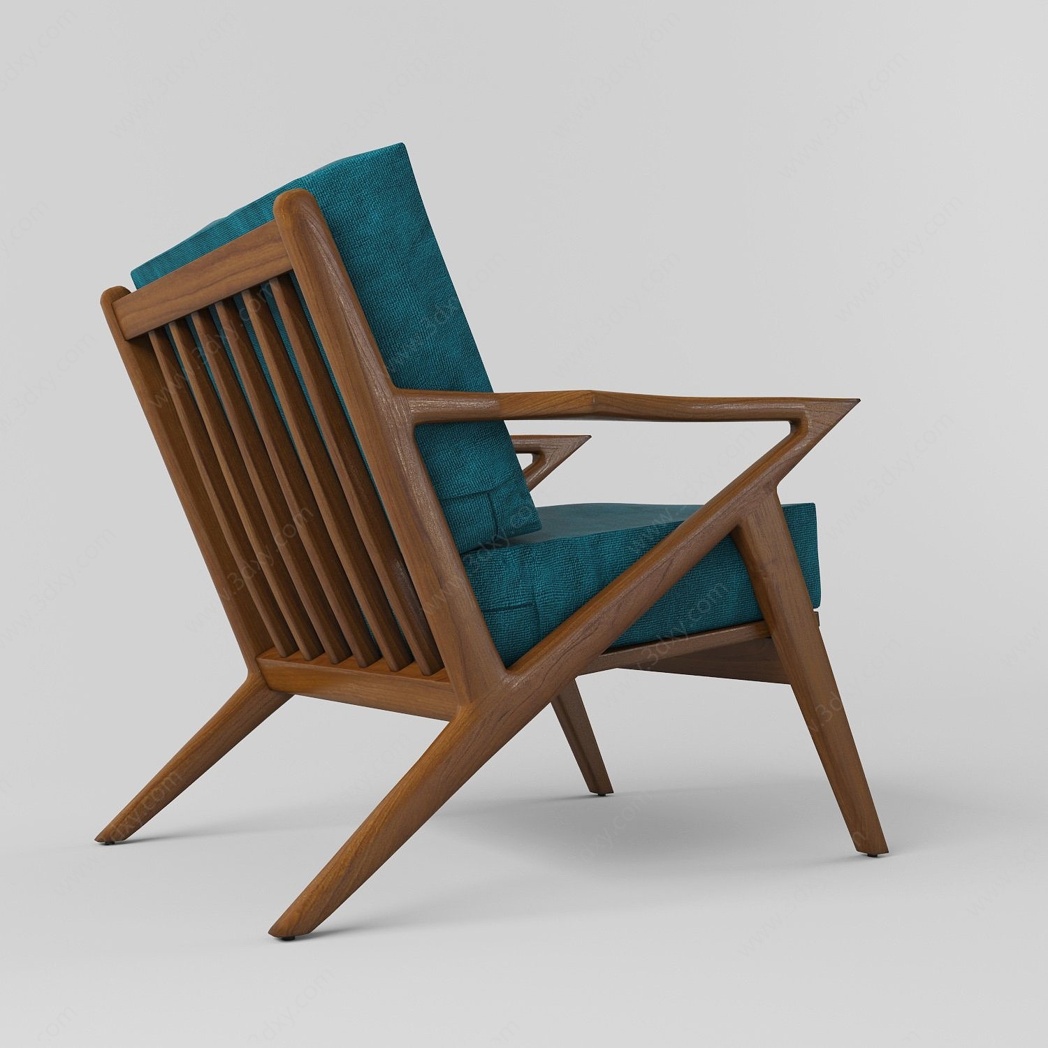现代木质布艺扶椅3D模型